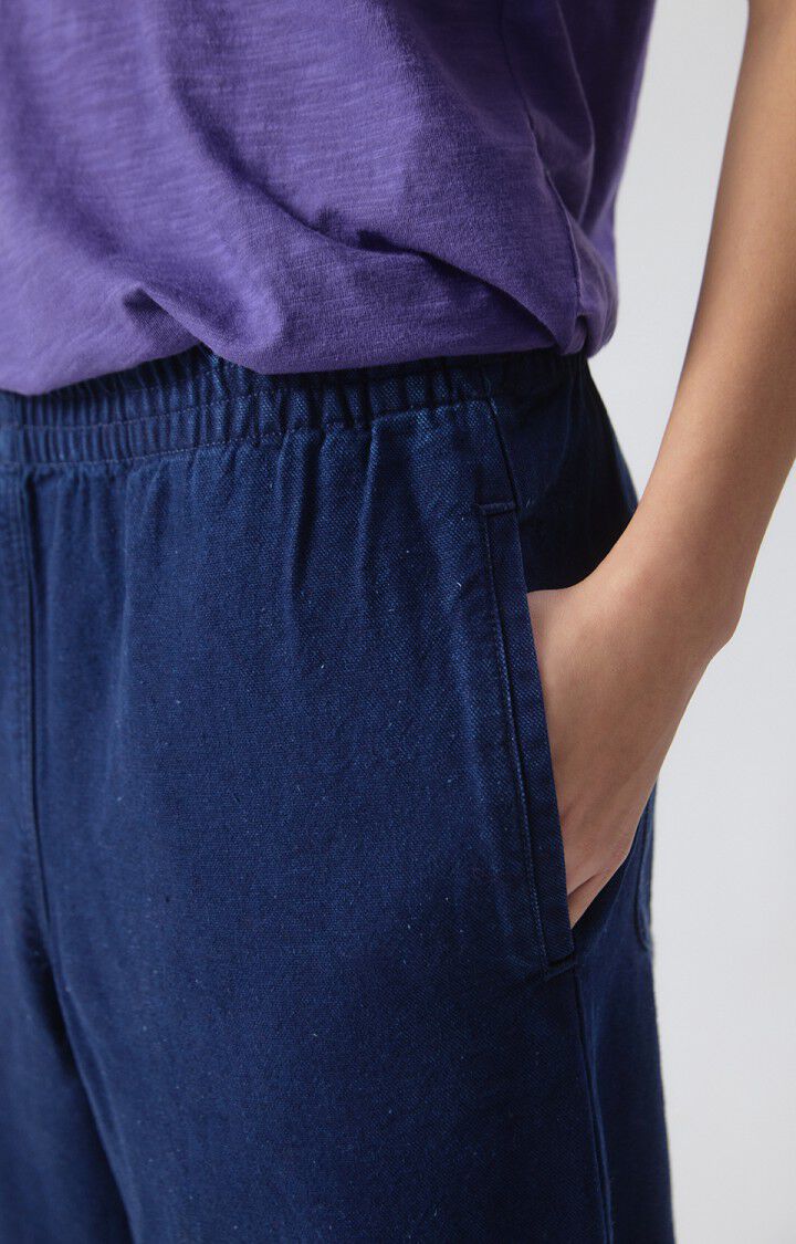 Women Workwear Pants Raw Denim Canvas Fabric - Raw-Blue - Image 3