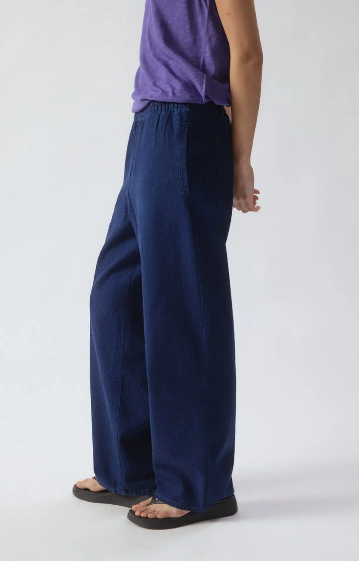 Women Workwear Pants Raw Denim Canvas Fabric - Raw-Blue - Image 5