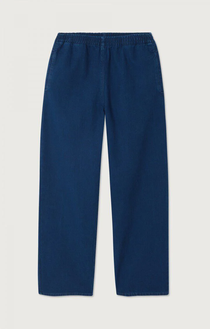 Women Workwear Pants Raw Denim Canvas Fabric - Raw-Blue - Image 6
