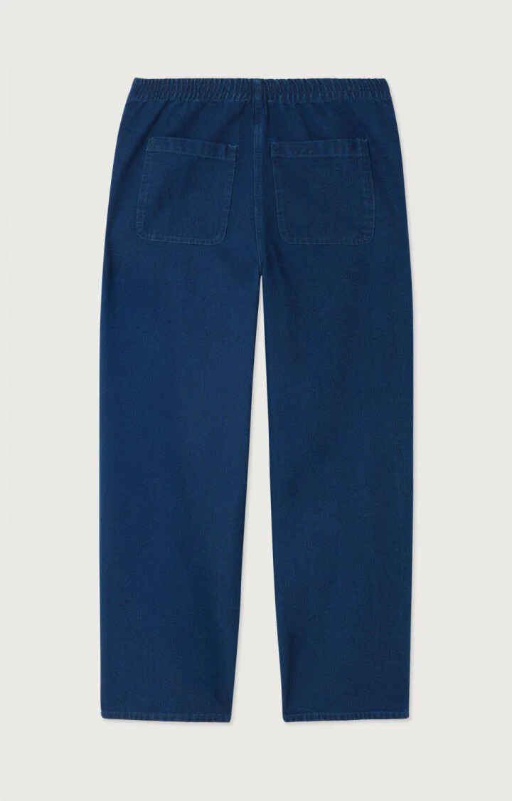Women Workwear Pants Raw Denim Canvas Fabric - Raw-Blue - Image 8