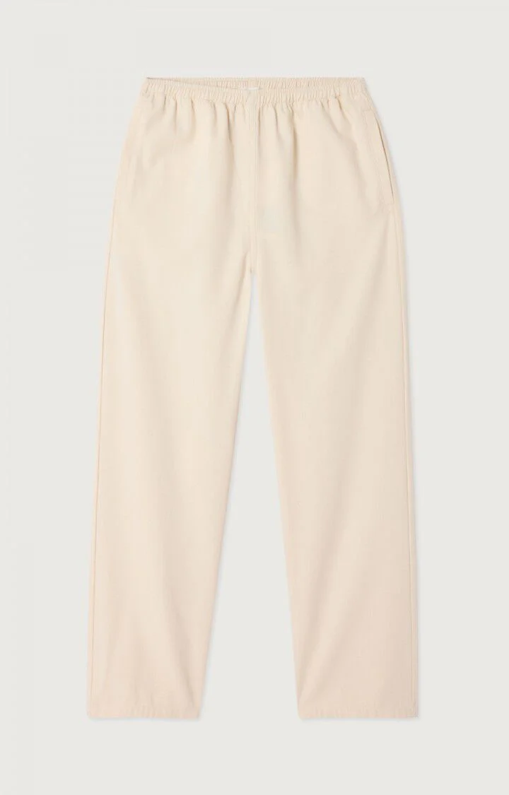 Women's Pants Structured Straight-Leg Twill Fabric - Ecru - Image 9