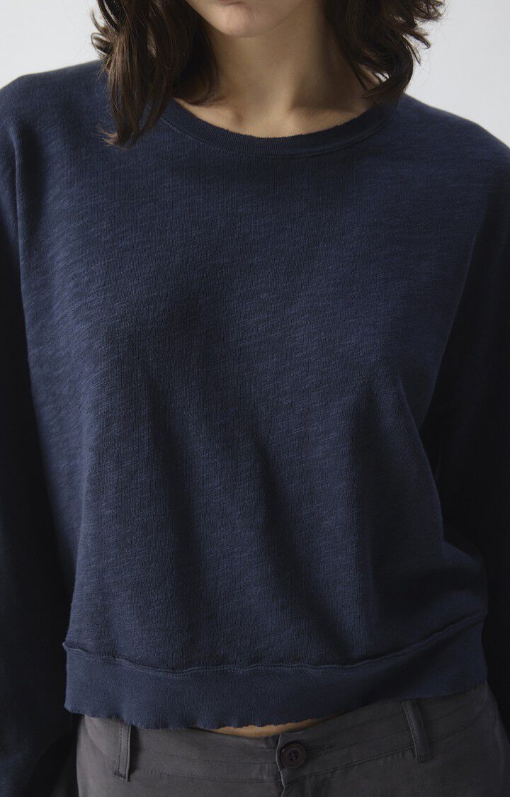Women's Sweatshirt Brushed Slub Cotton - Navy Blue Navy-Blue-Vintage - Image 3