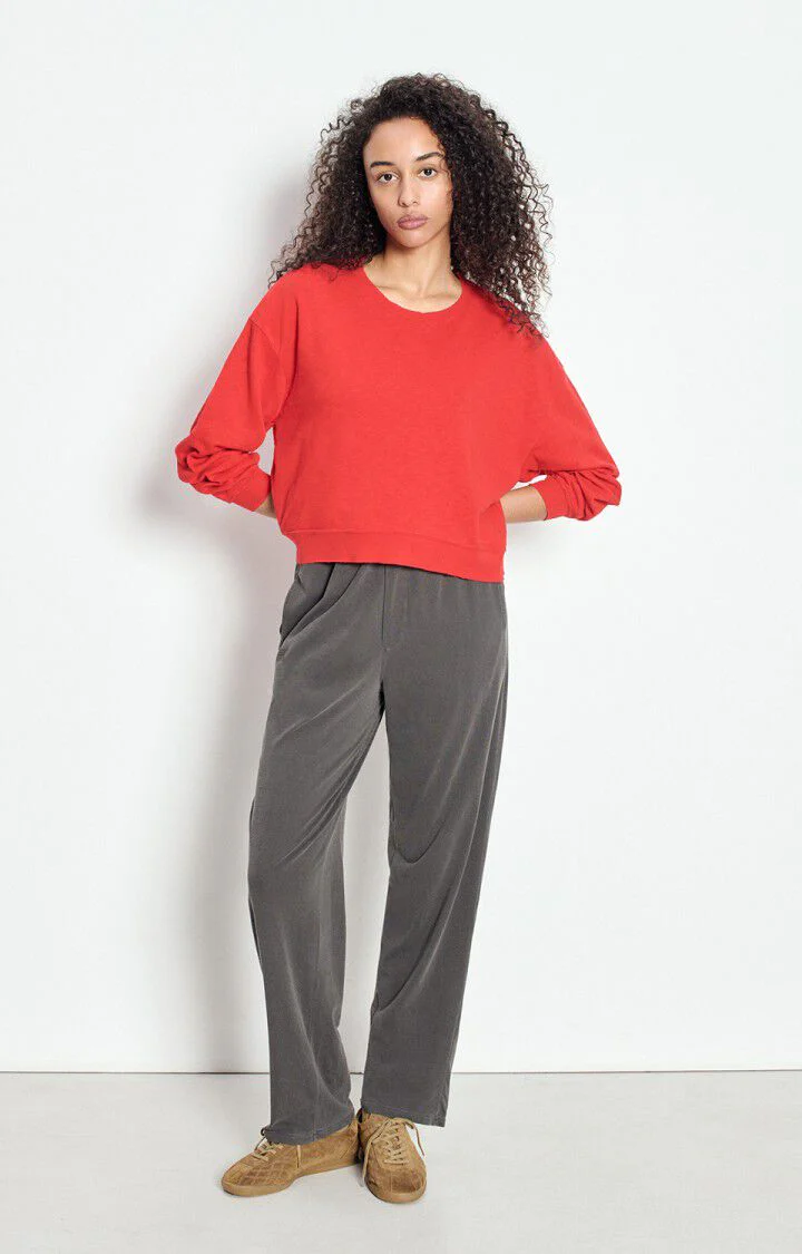 Variation 1: Women's Sweatshirt Brushed Slub Knit - Tomate-Vintage - Image 4