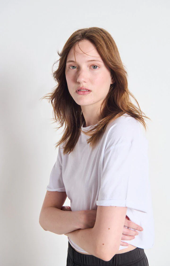 Women T-Shirt 100 Percent Cotton Jersey Knit Breathable - White Blanc - Image 5