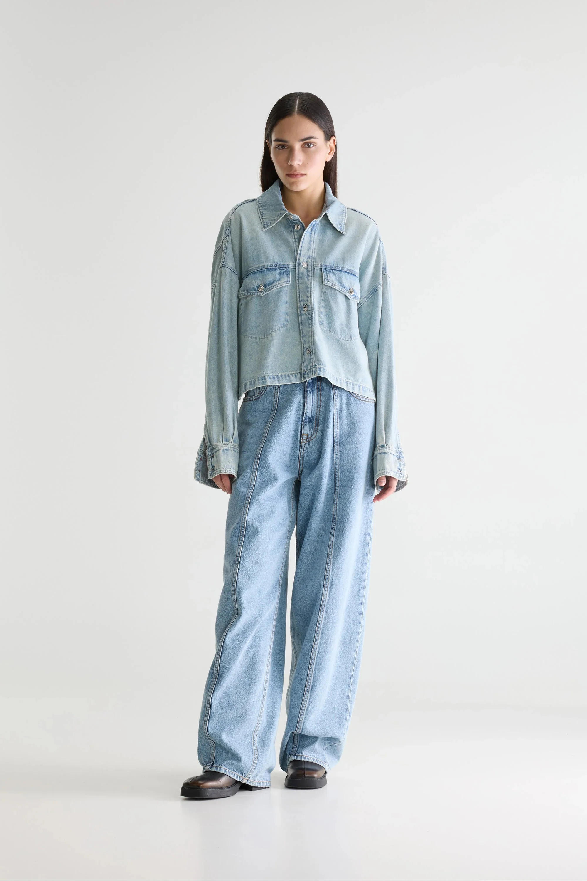 Denim Shirt Pery D0518 Light-Blue-Bleach - Image 2