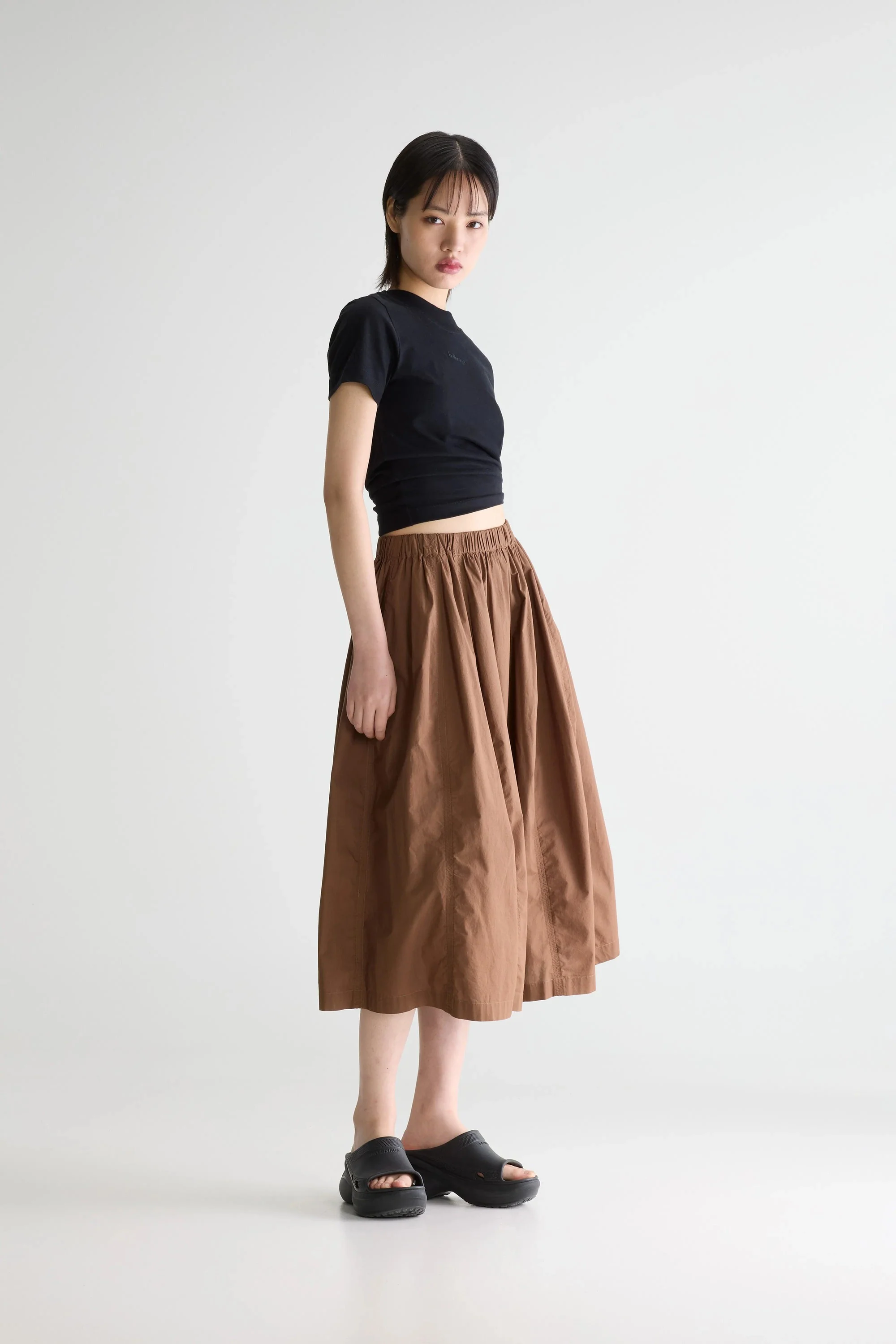Women's Cinley Midi Skirt Lightweight Cotton - Chocolate - Image 3