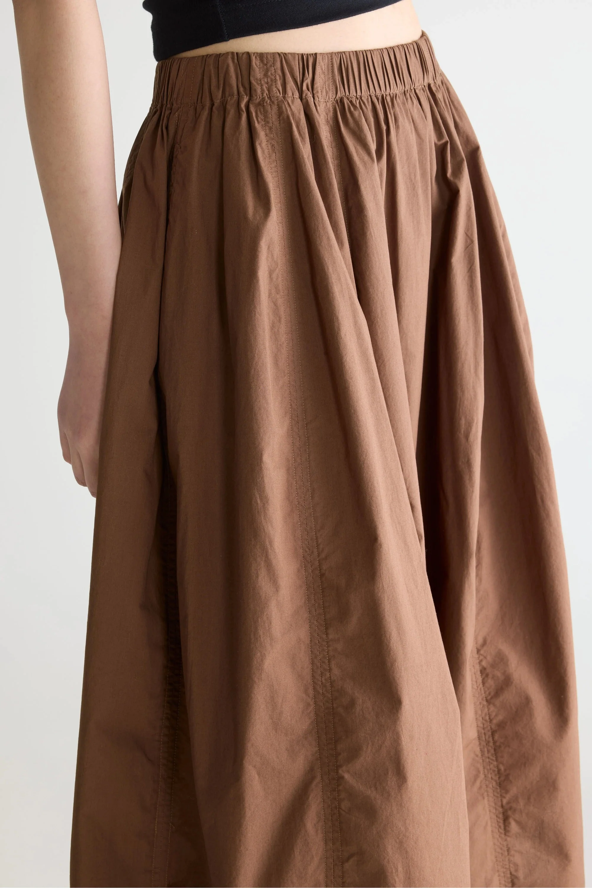Women's Cinley Midi Skirt Lightweight Cotton - Chocolate - Image 5
