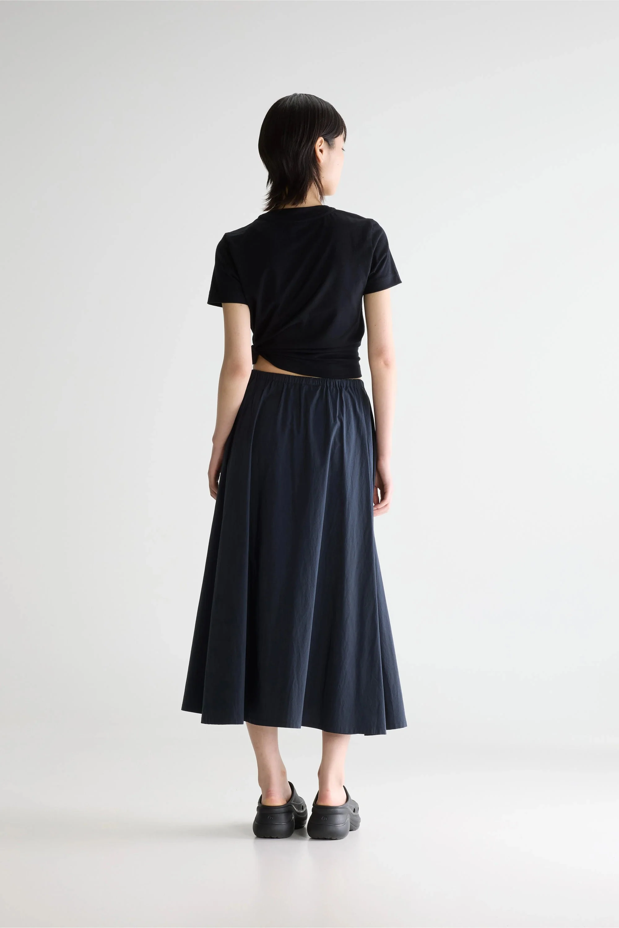 Women's A-Line Midi Relaxed Skirt Cotton Poplin - Navy Captain - Image 2