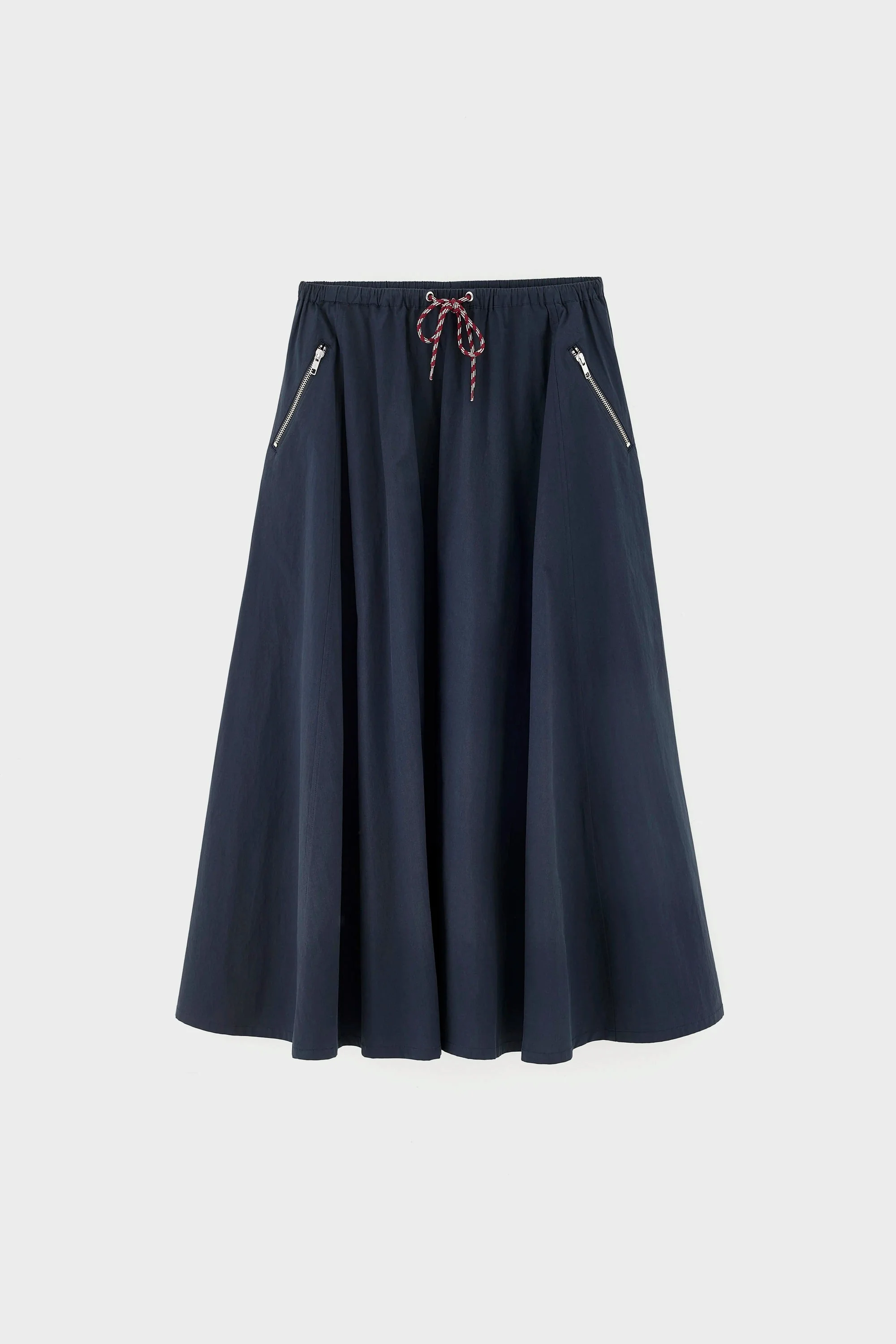 Women's A-Line Midi Relaxed Skirt Cotton Poplin - Navy Captain - Image 6
