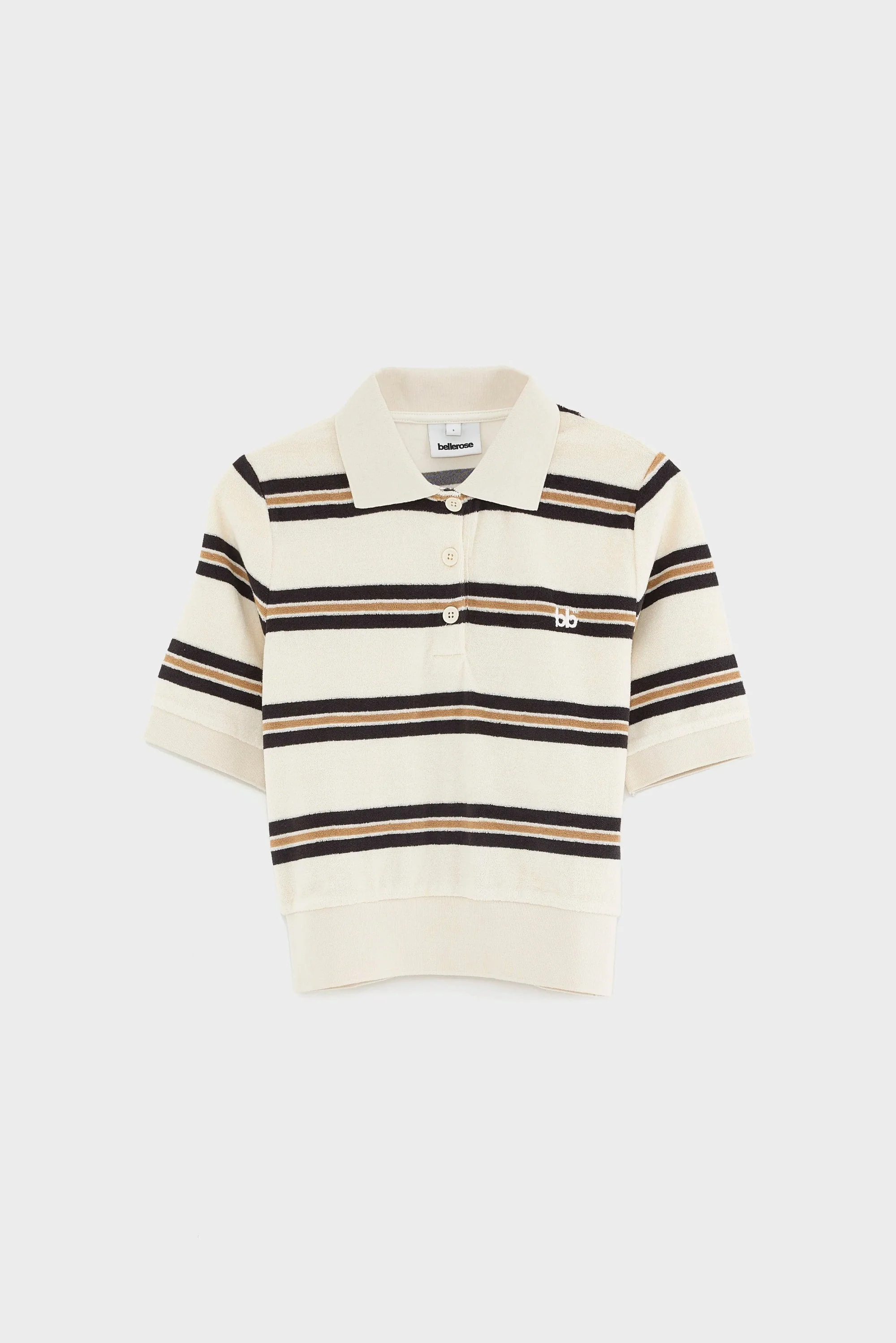 Men's Polo Shirt Terry Cloth - Burgundy Yellow Stripe Stripe-B - Image 7