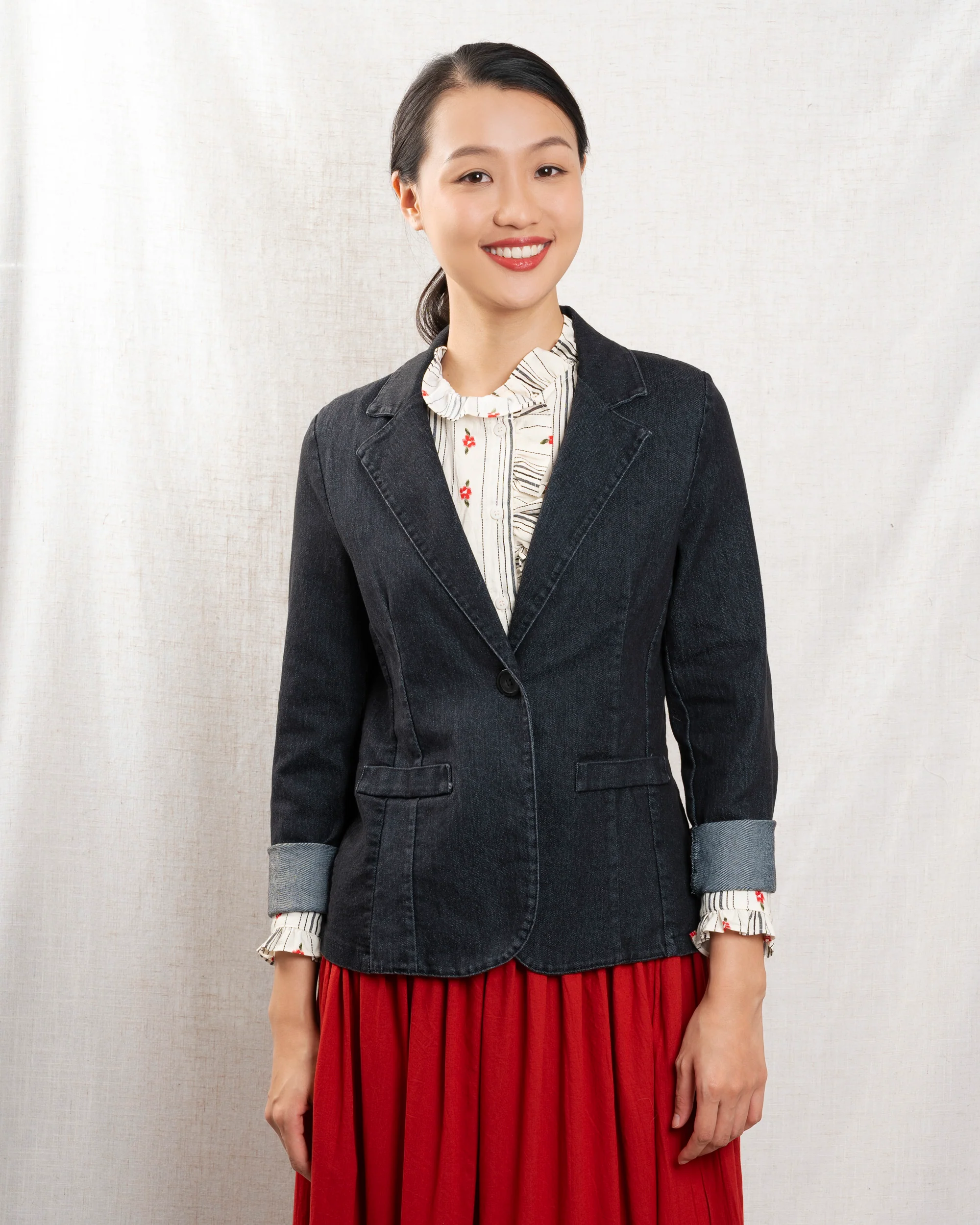Unisex Oversized Classic Denim Jacket Denim - Black - Image 4