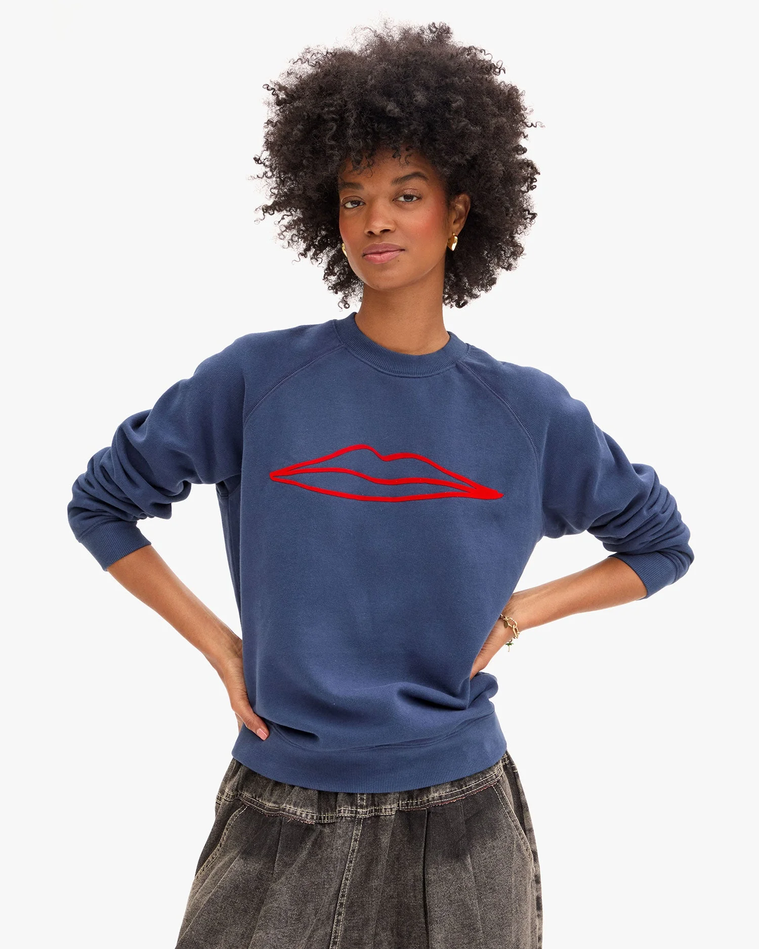 Sweatshirt Lips Sweater Navy - Image 2