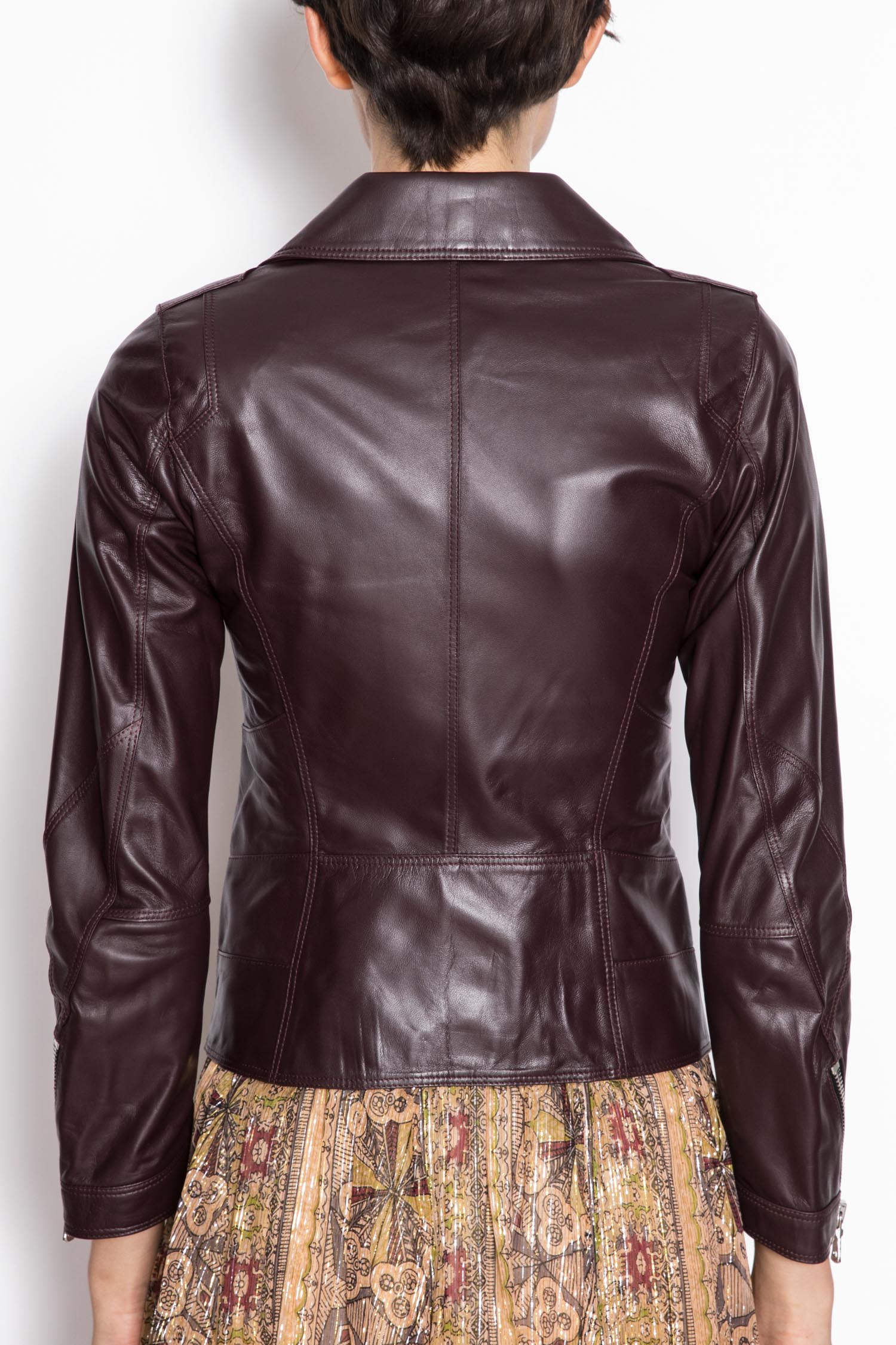 Design Double-breasted Lamb Leather Jacket - Image 3