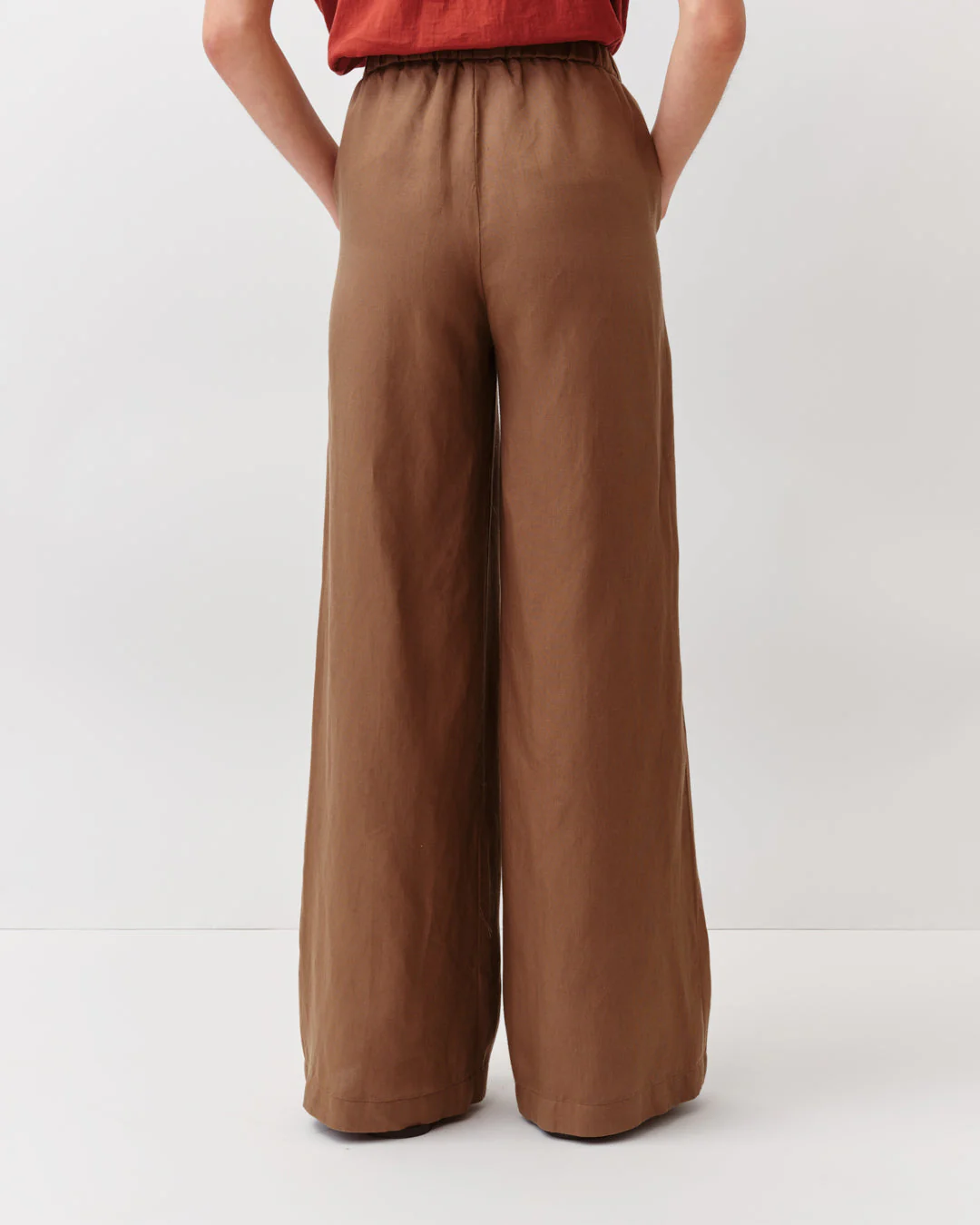 Women's Pants Premium Woven Rayon-Modal Blend - Camel 3-Camel - Image 4