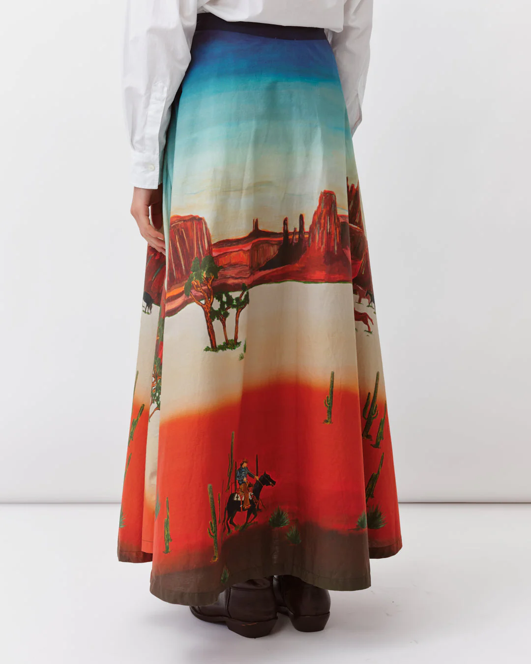 Women's Skirt 100% Polyester Crepe Satin Blend - Desert Sand 1-Western-Print - Image 4