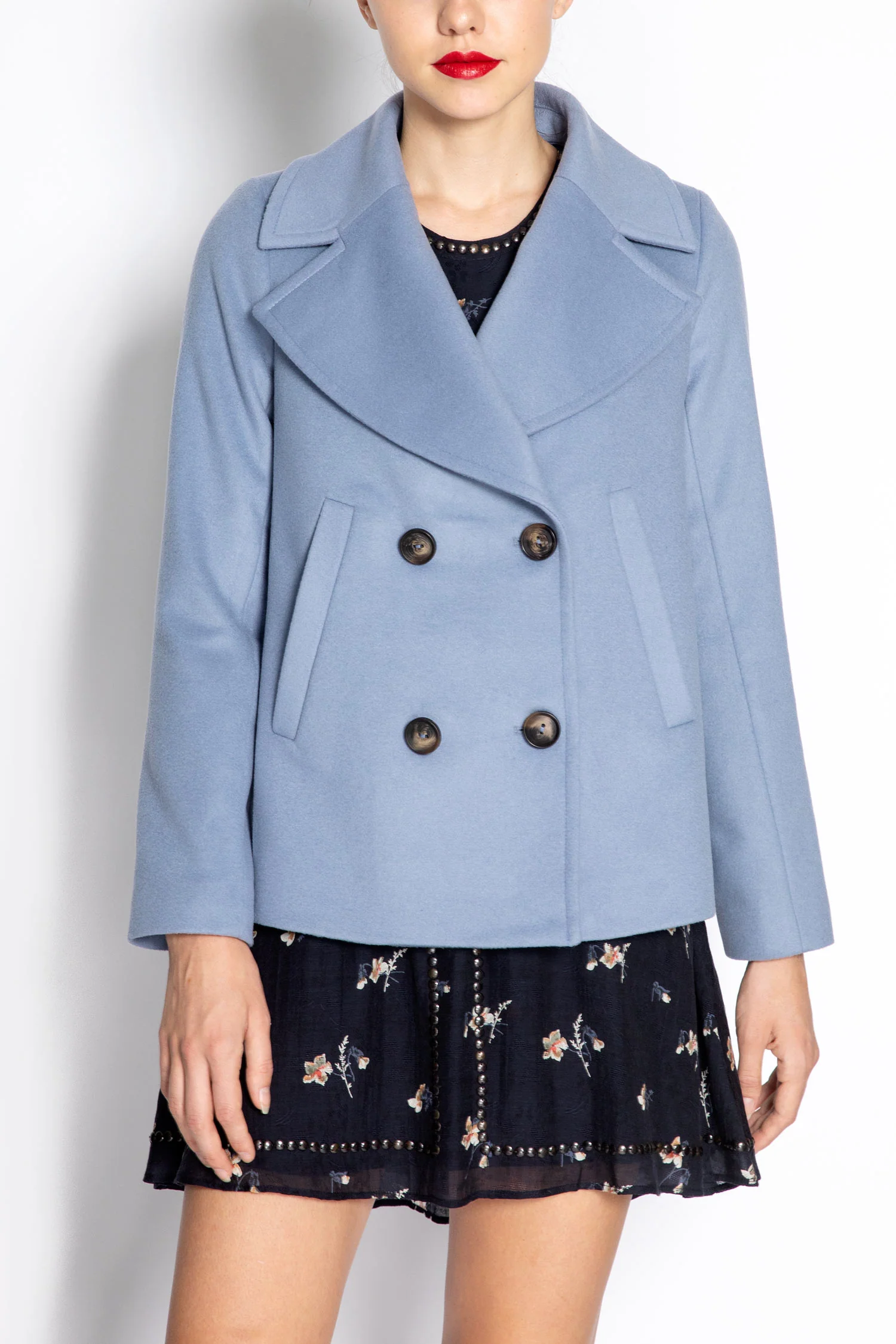 Double Breast Wool Blend Peacoat - Image 2