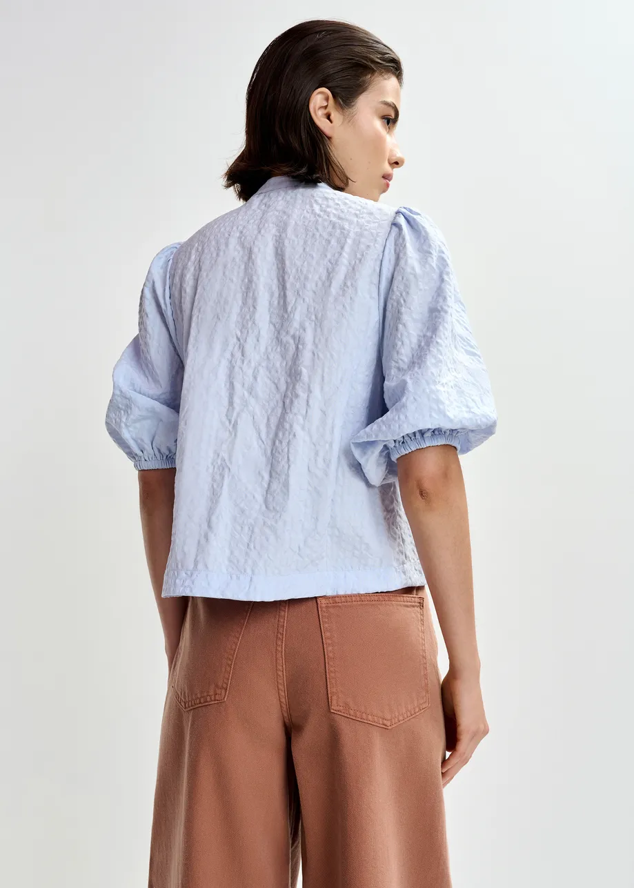Women's Button-Down Shirt 100% Cotton Poplin - Mint Leaf Nile-Blue - Image 4