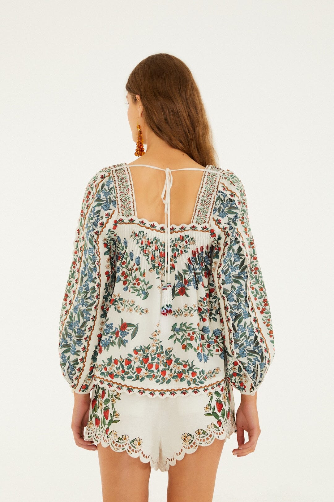Women's Button-Down Blouse Organic Cotton - Off-White Fruit-Off-White - Image 3