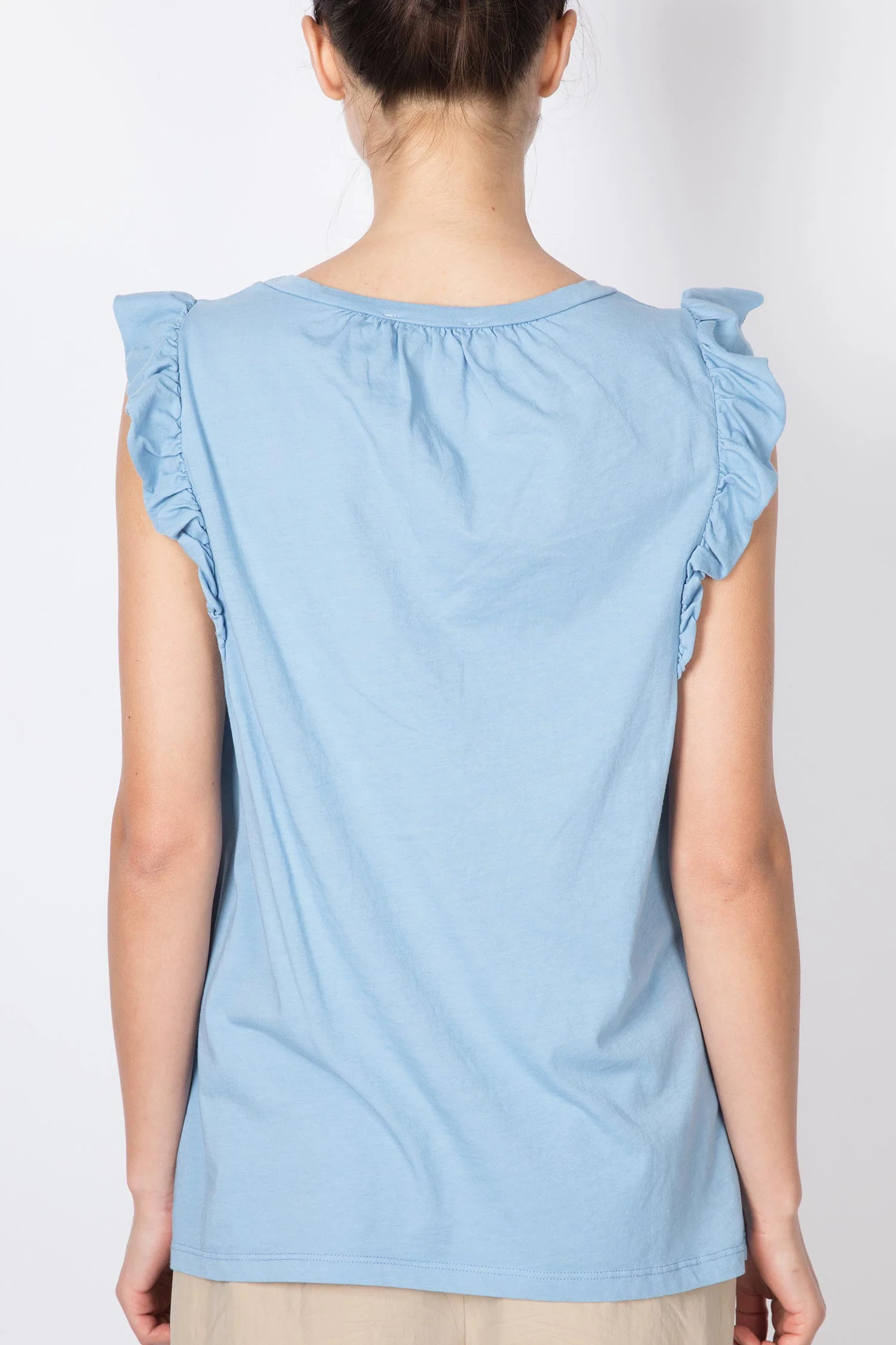Frilled Armhole Cotton Tank Top - Image 4