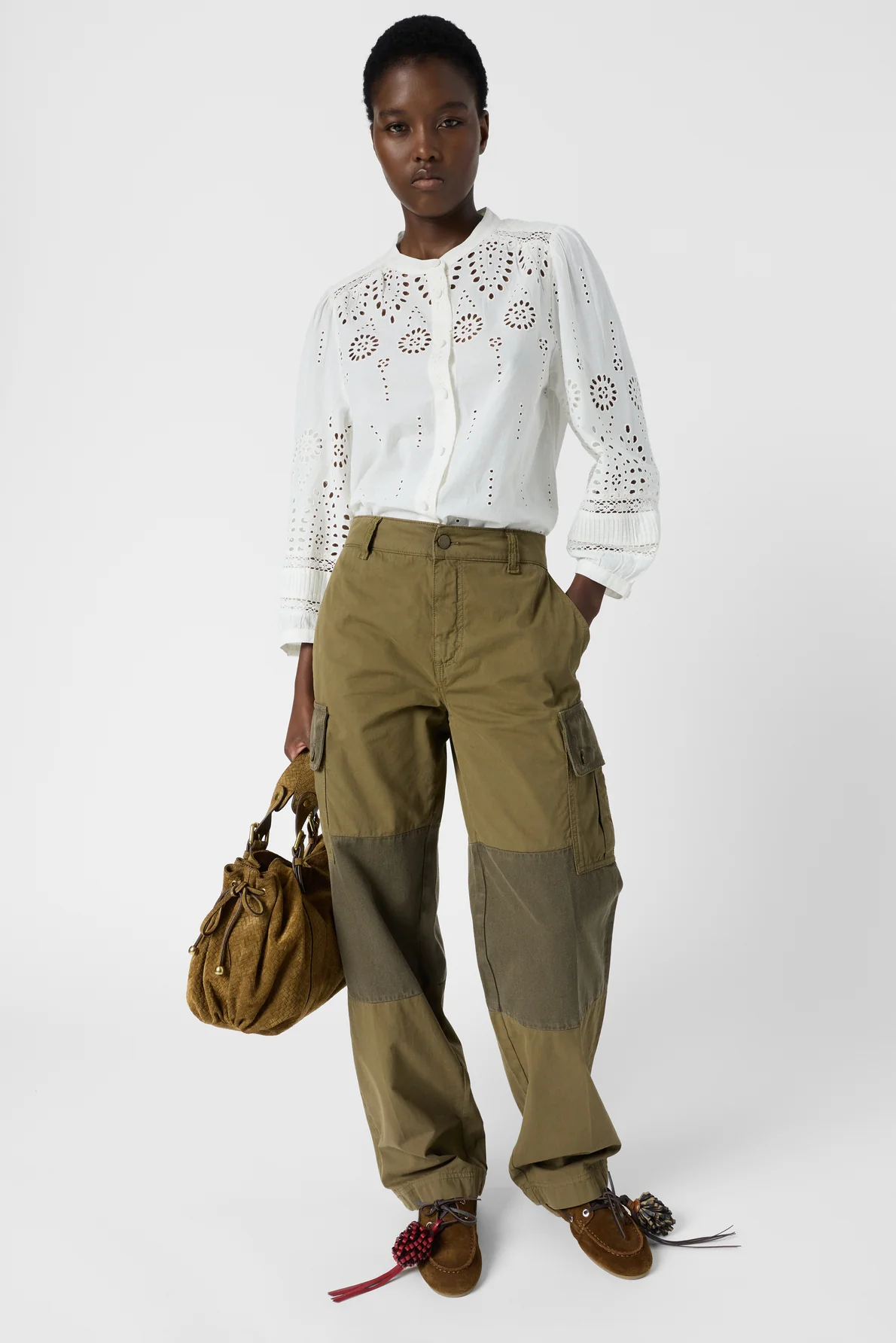 Women's Button-Down Blouse 100% Cotton Poplin - Ecru - Image 7