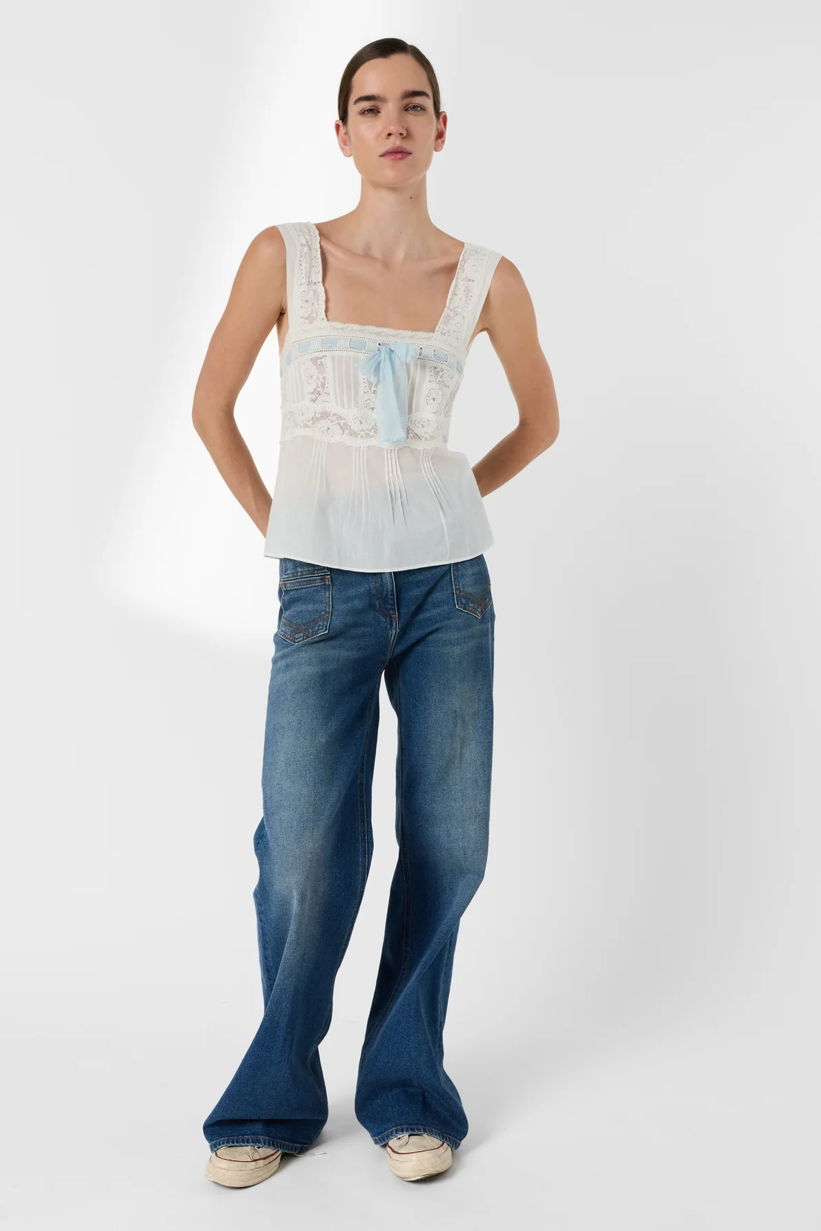 Women's Button-Down Blouse 100% Cotton Voile Lace - Ecru - Image 7