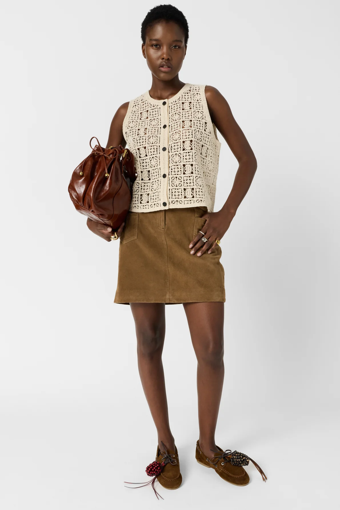 Women's Button-Down Blouse Guipure Lace Embroidered - Natural - Image 7