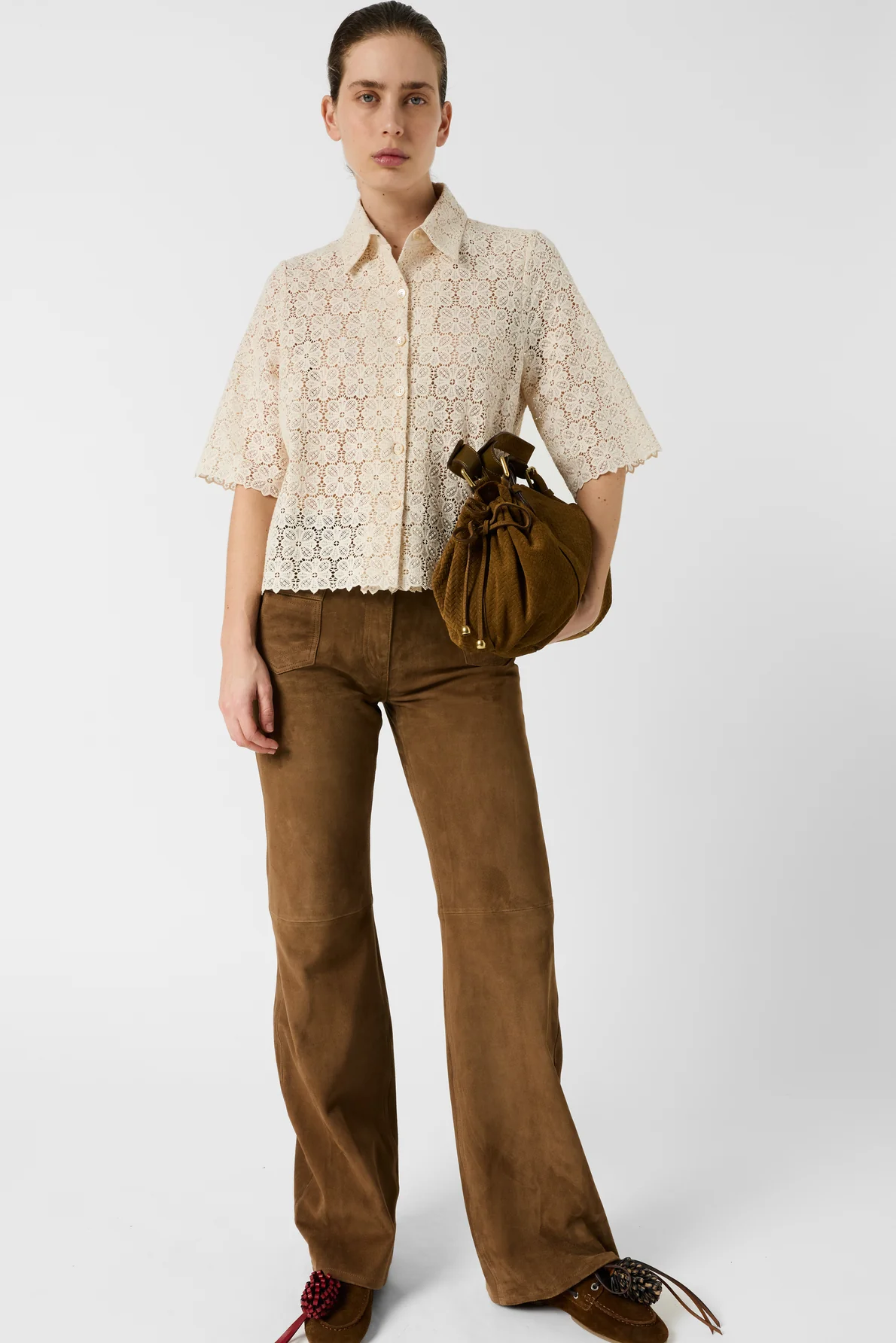 Women's Button-Down Blouse 100 Percent Cotton Poplin - Natural - Image 3