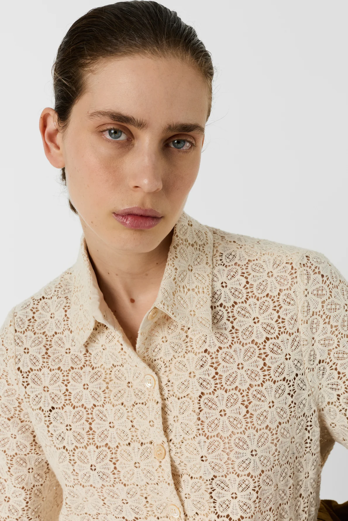Women's Button-Down Blouse 100 Percent Cotton Poplin - Natural - Image 6