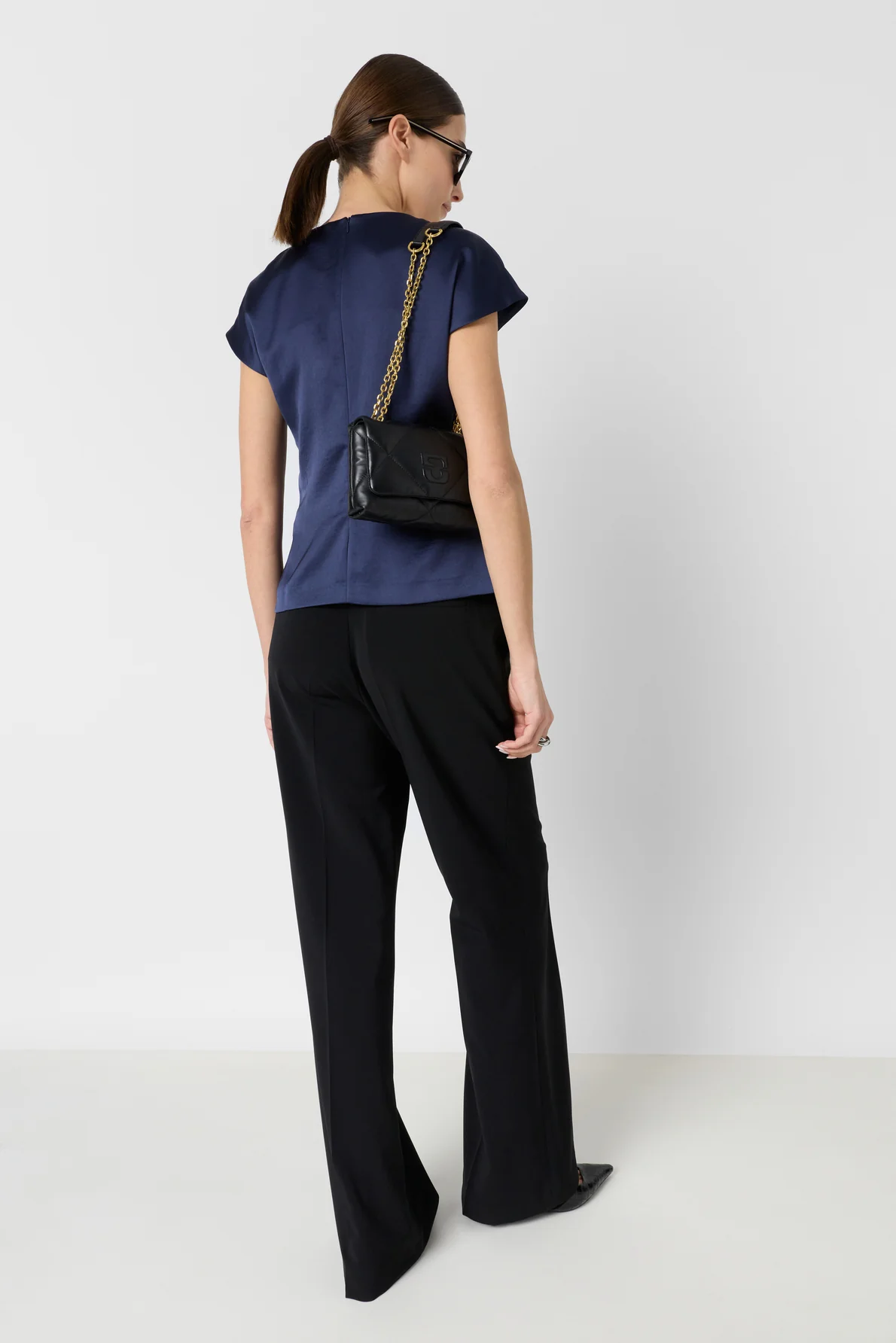 Women's Classic Sleeveless Top 100% Cotton Poplin - Navy - Image 3
