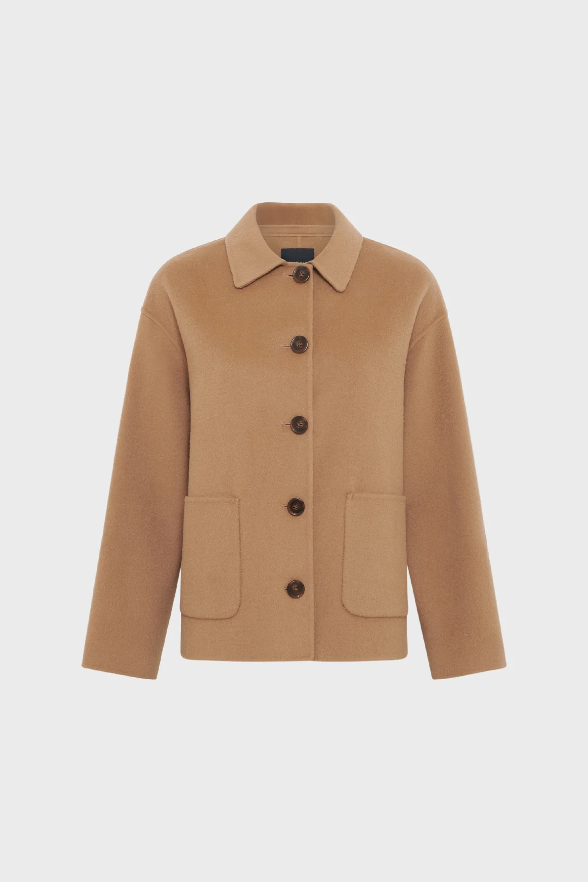 Women's Short Coat 100% Fine Double-Faced Wool - Navy Blue Straw