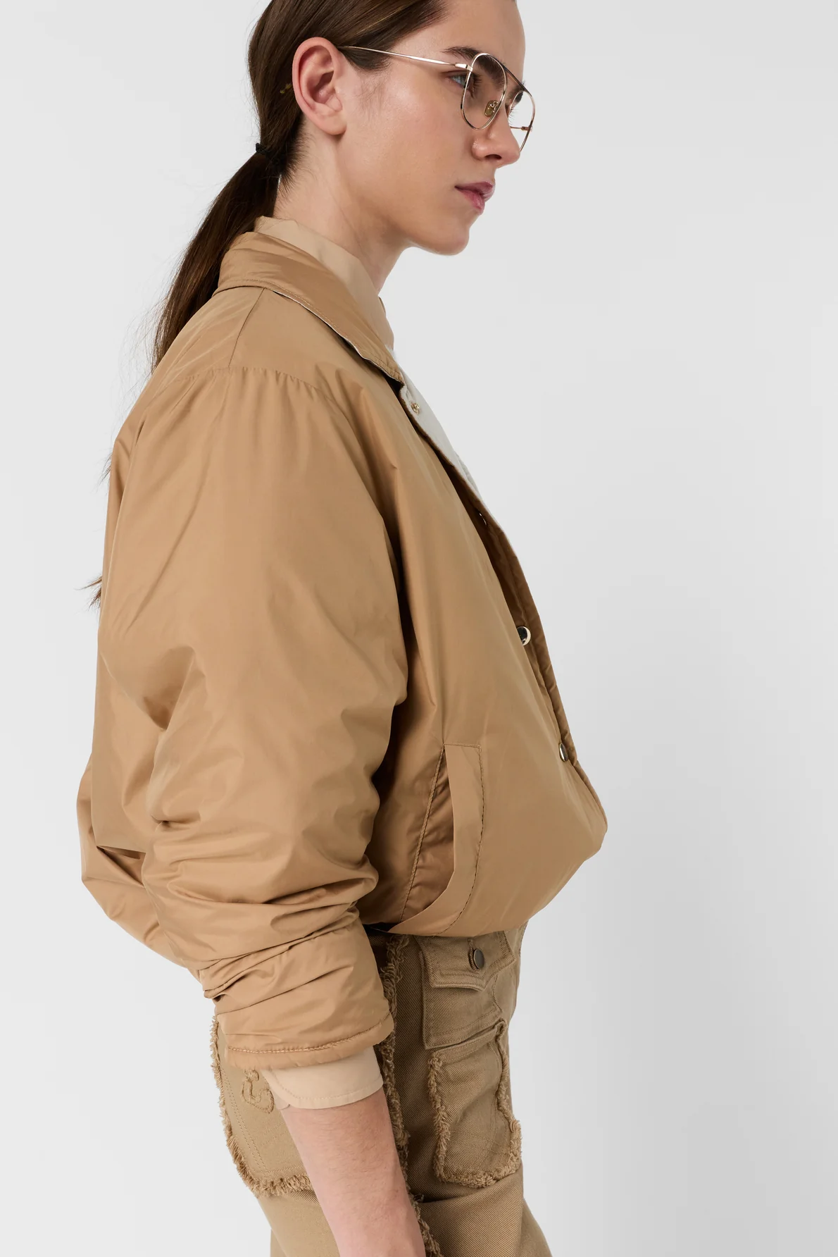 Unisex Quilted Jacket Lightweight Technical Fabric - Natural - Image 6