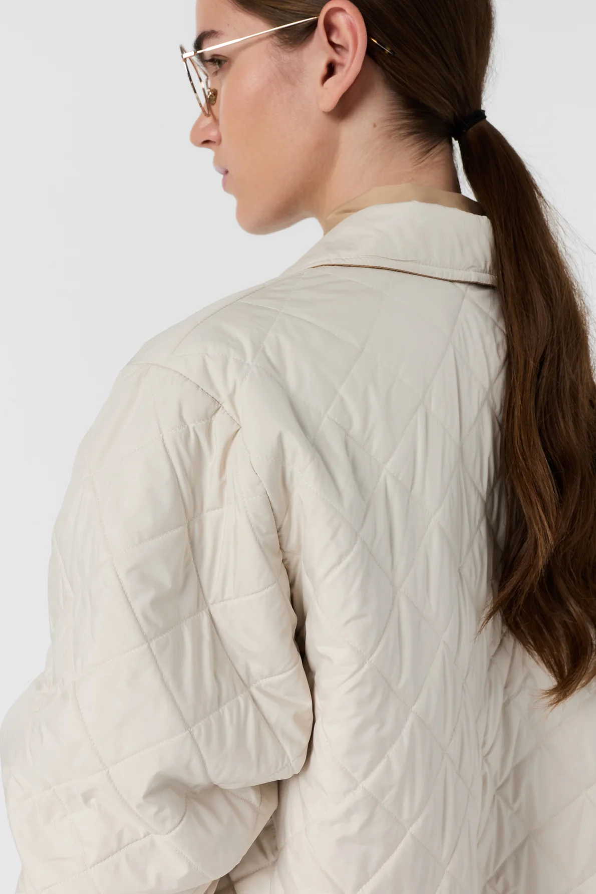 Unisex Quilted Jacket Lightweight Technical Fabric - Natural - Image 7
