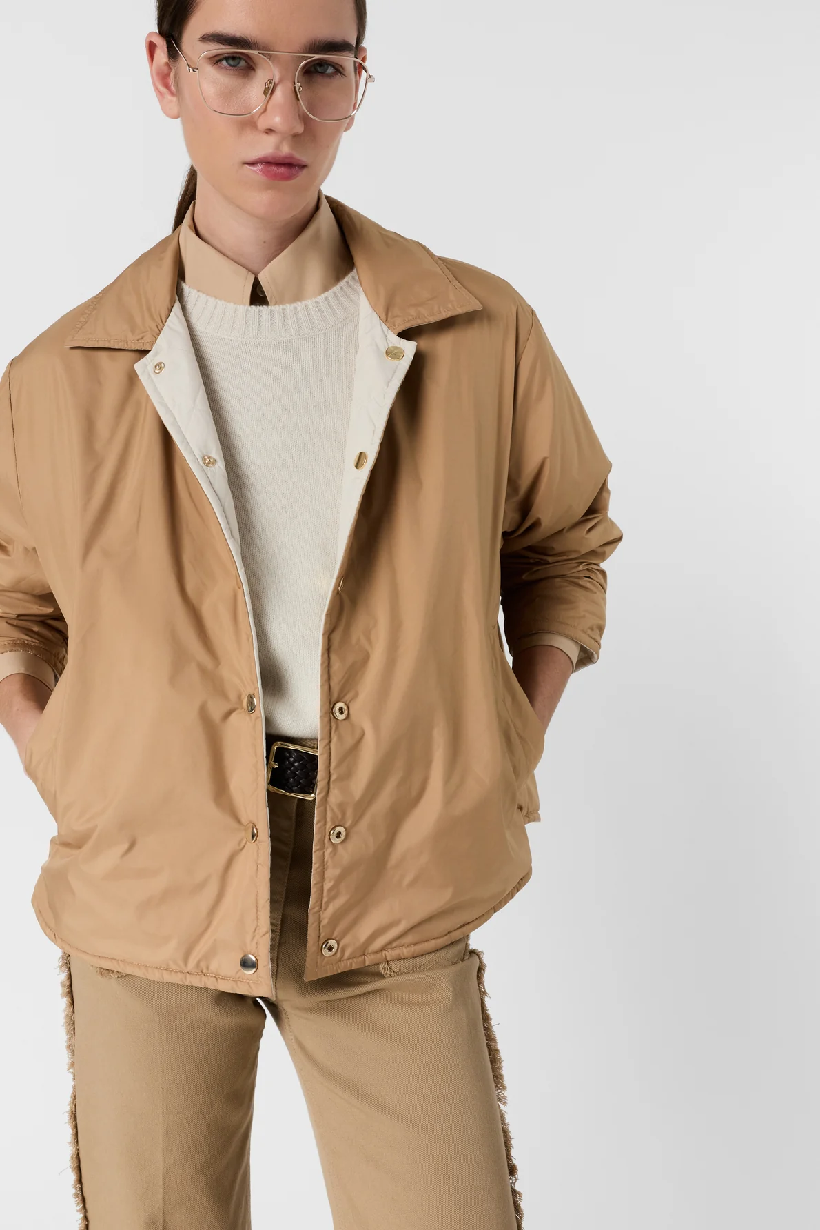 Unisex Quilted Jacket Lightweight Technical Fabric - Natural - Image 9