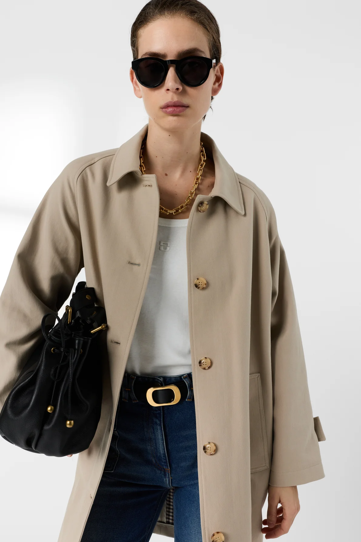 Women Classic Lightweight Trench Coat 100% Cotton - Sand - Image 2