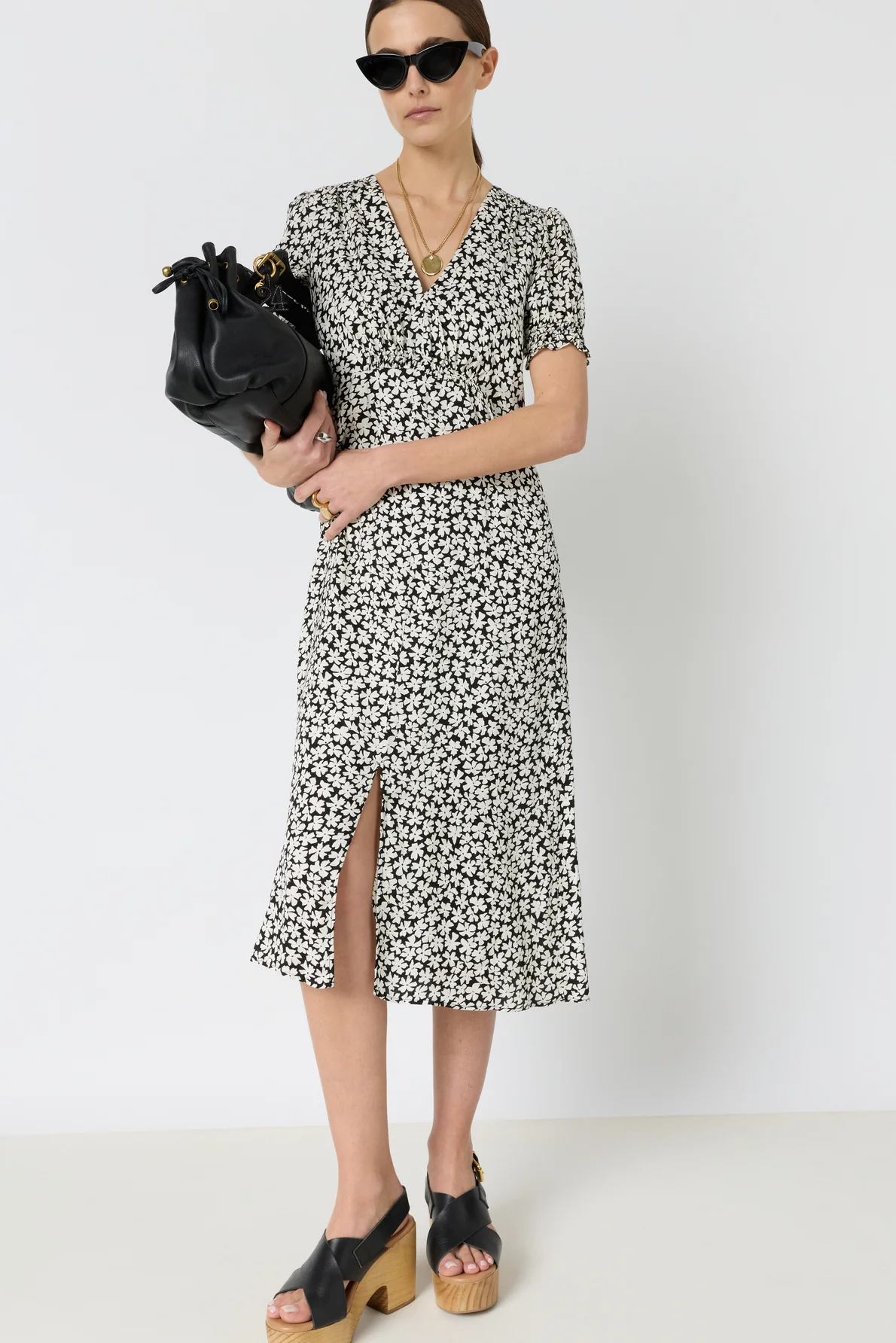 Women Dress 100 Percent Pure Cotton Poplin - Black - Image 2