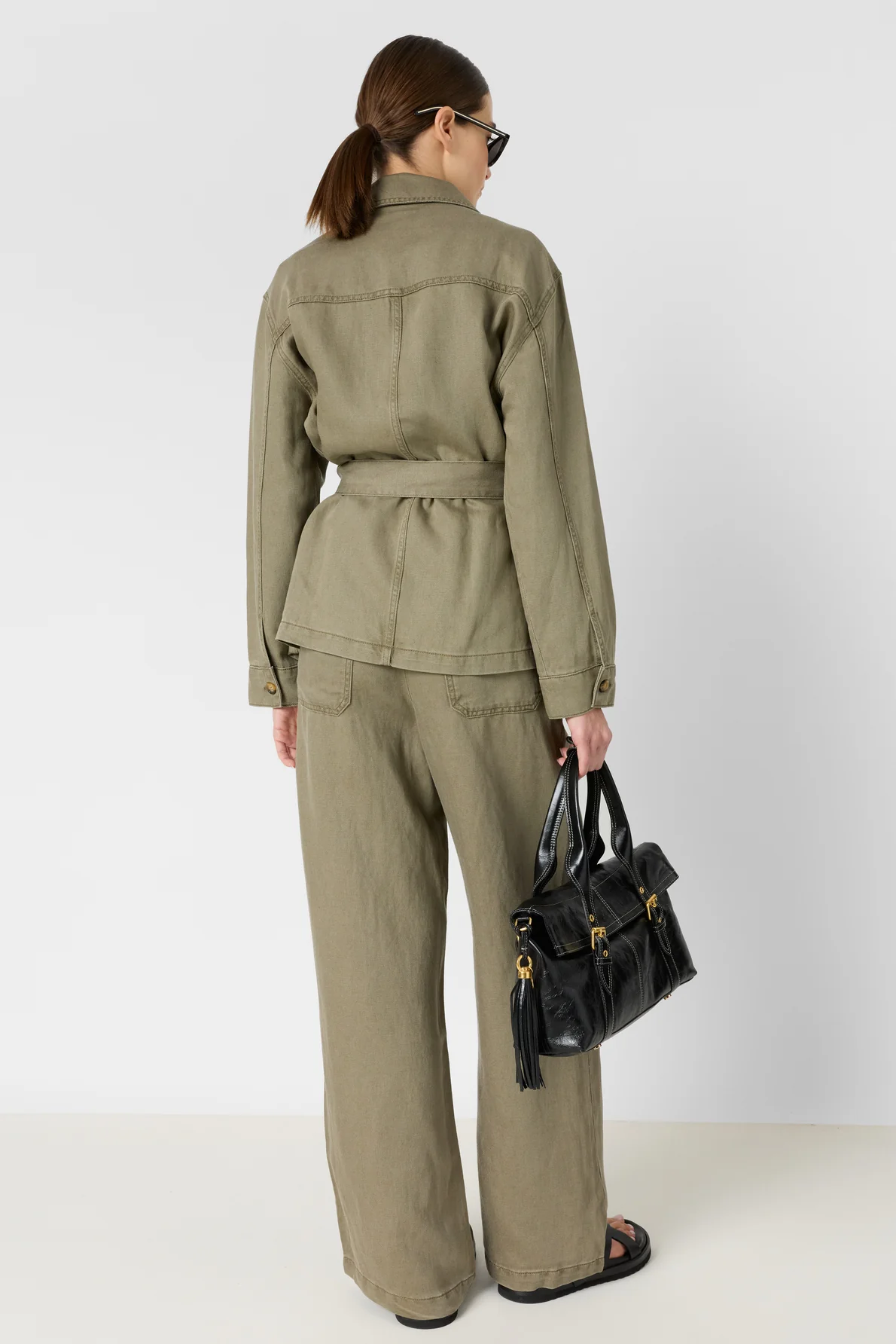 Women Safari Jacket Lyocell-Linen Blend - Khaki-Green - Image 3