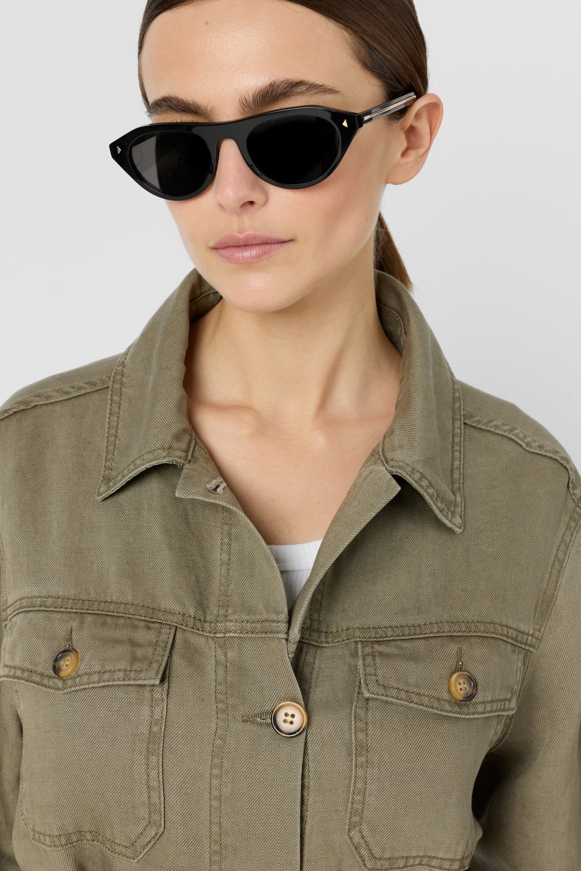 Women Safari Jacket Lyocell-Linen Blend - Khaki-Green - Image 6