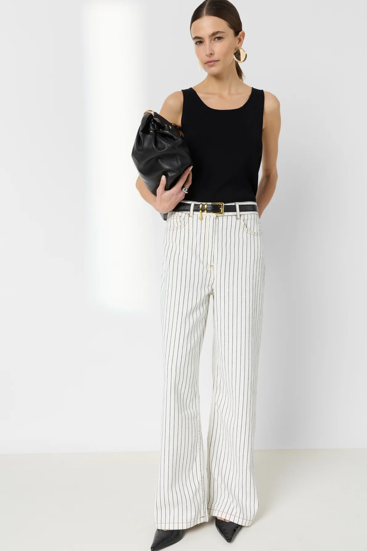 Women's Premium Relaxed Fit Wide-Leg Jeans Cotton - Ecru - Image 4