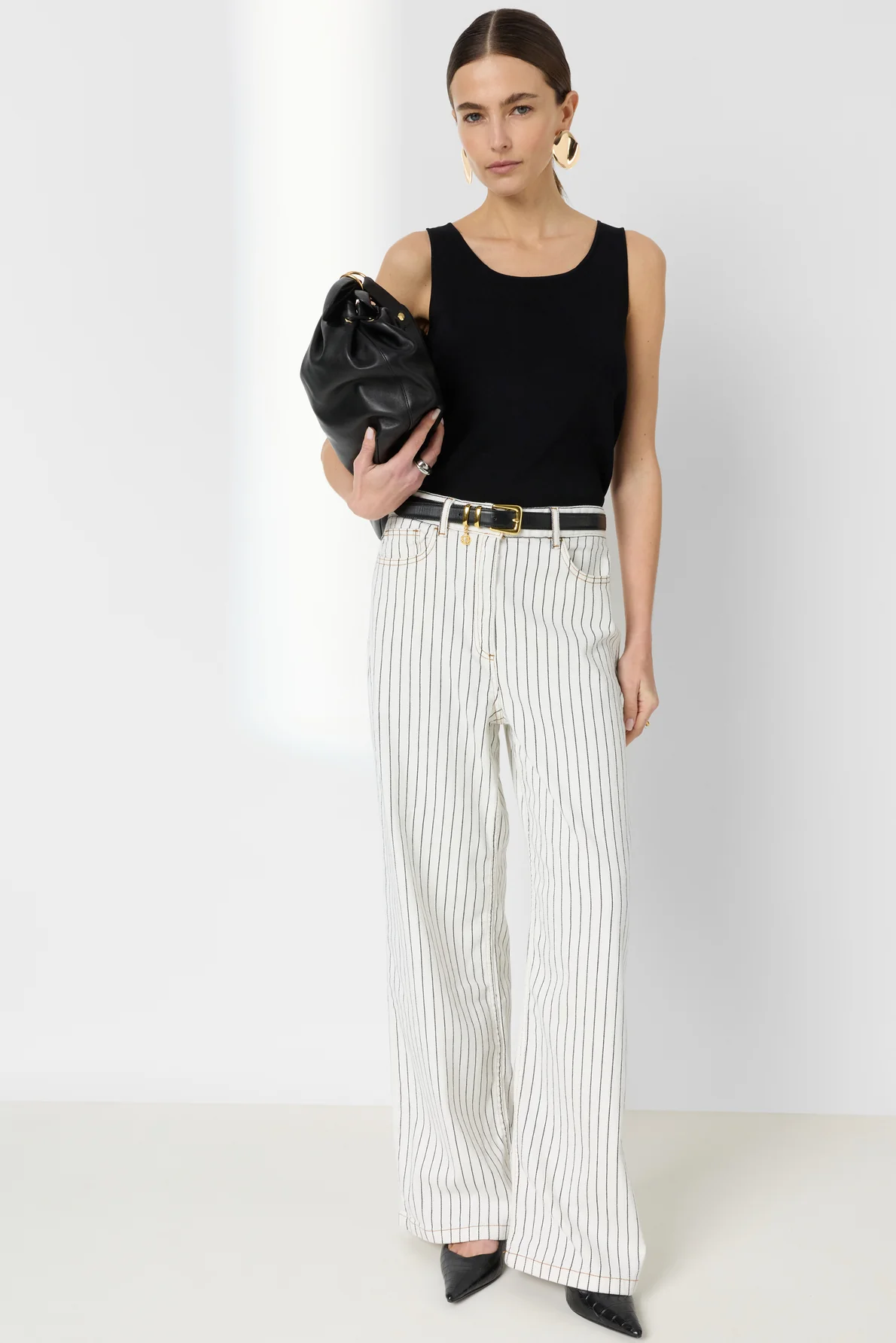 Women's Premium Relaxed Fit Wide-Leg Jeans Cotton - Ecru - Image 6