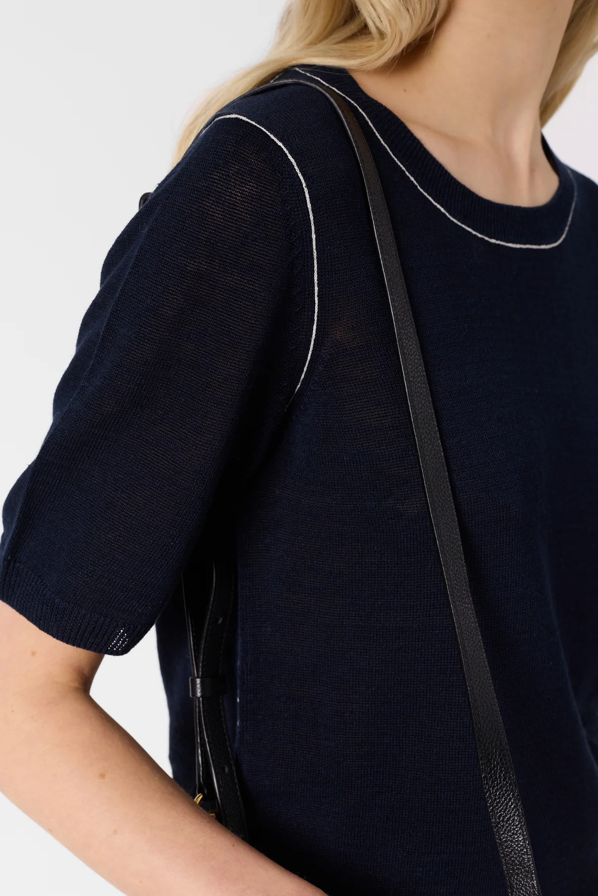 Women Knitted Pullover Vest Linen Blend Knit - Navy - Image 6