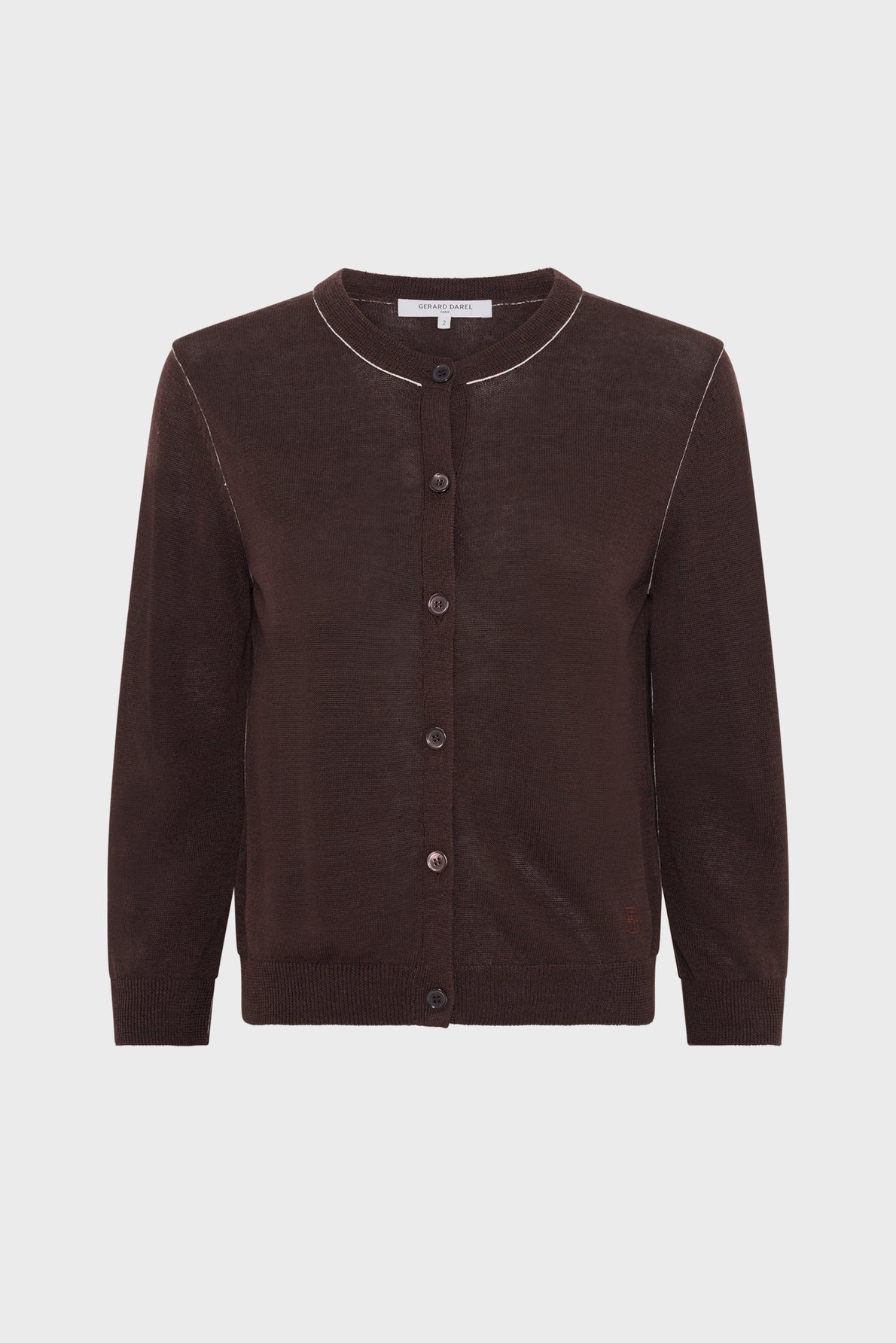 Women's Buttoned Cardigan Linen Blend Knit - Brown