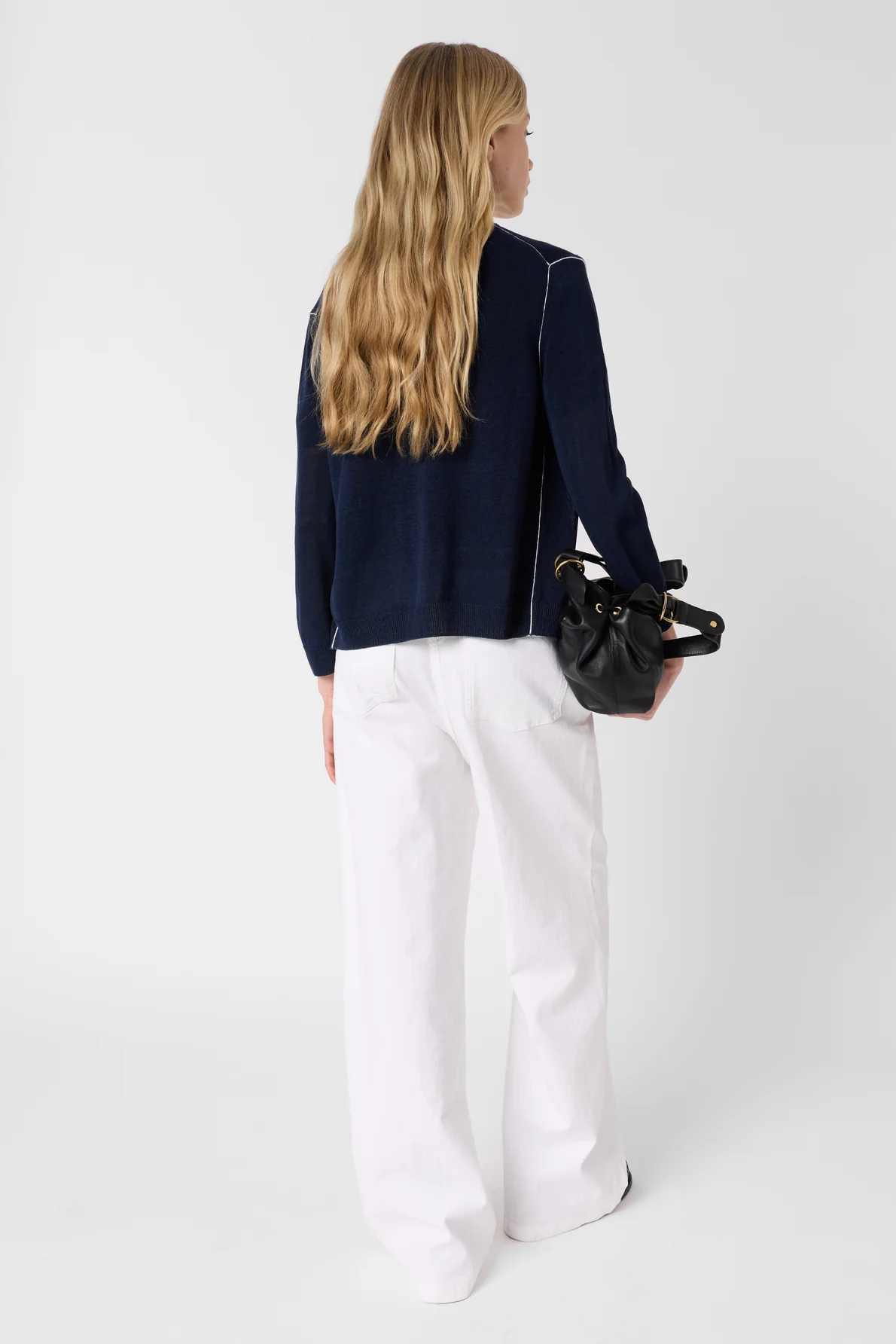 Women's Cozy Knit Pullover Vest Linen Blend - Navy - Image 4