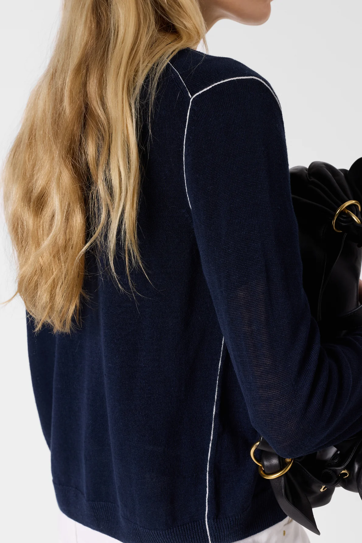 Women's Cozy Knit Pullover Vest Linen Blend - Navy - Image 5