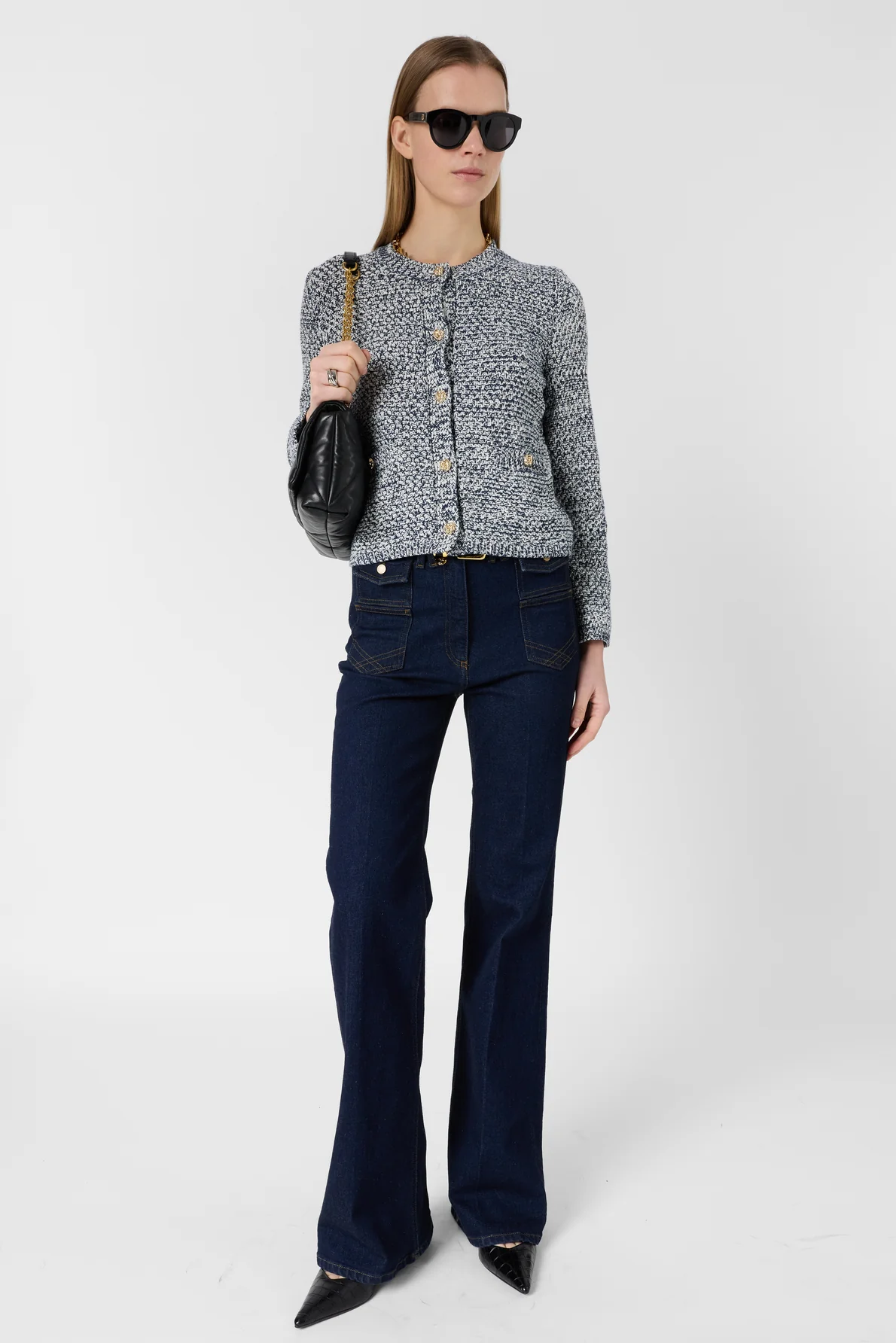 Women's Cardigan Knit Sweater 100% Cotton -  Blue Navy - Image 2