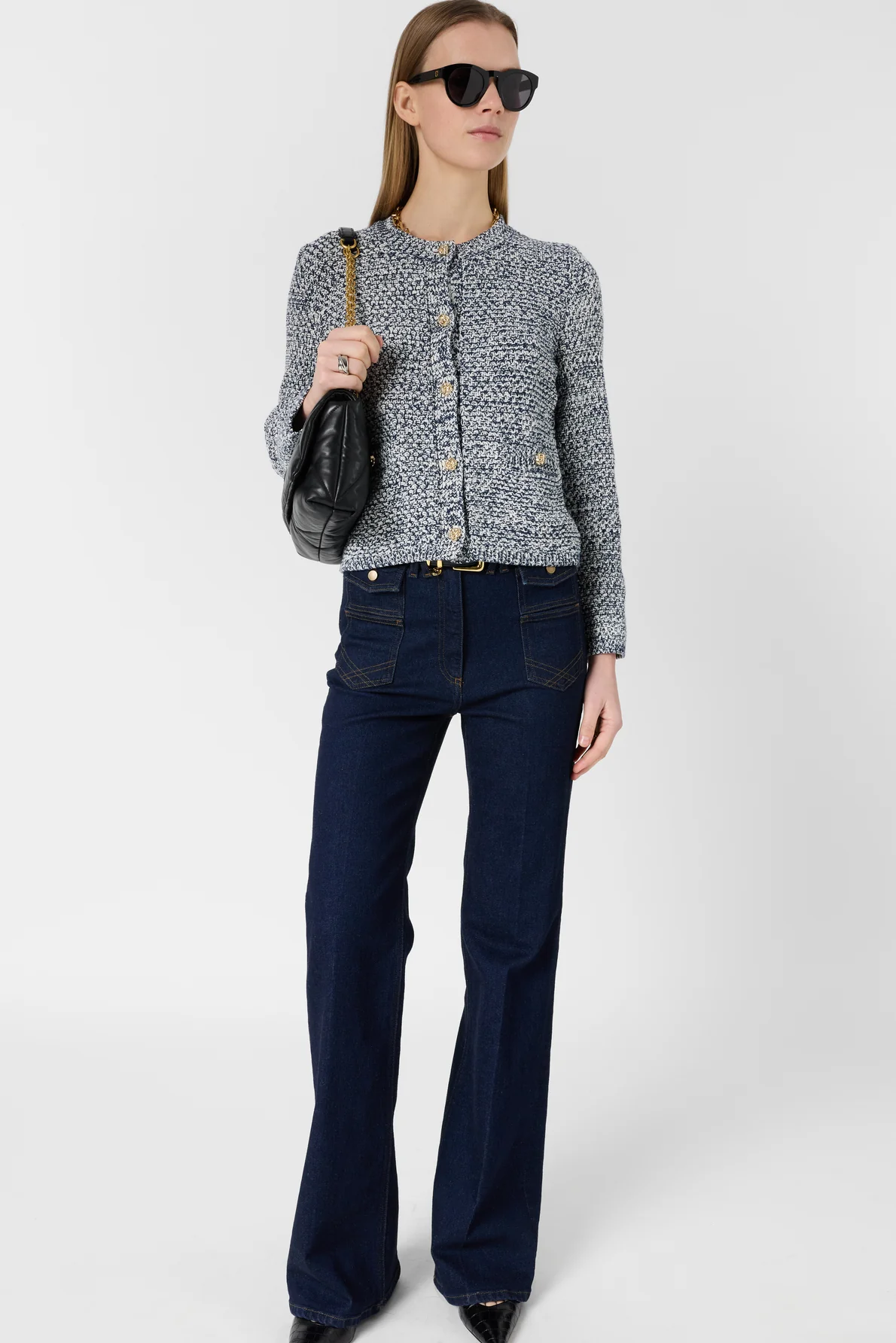 Women's Cardigan Knit Sweater 100% Cotton -  Blue Navy - Image 7