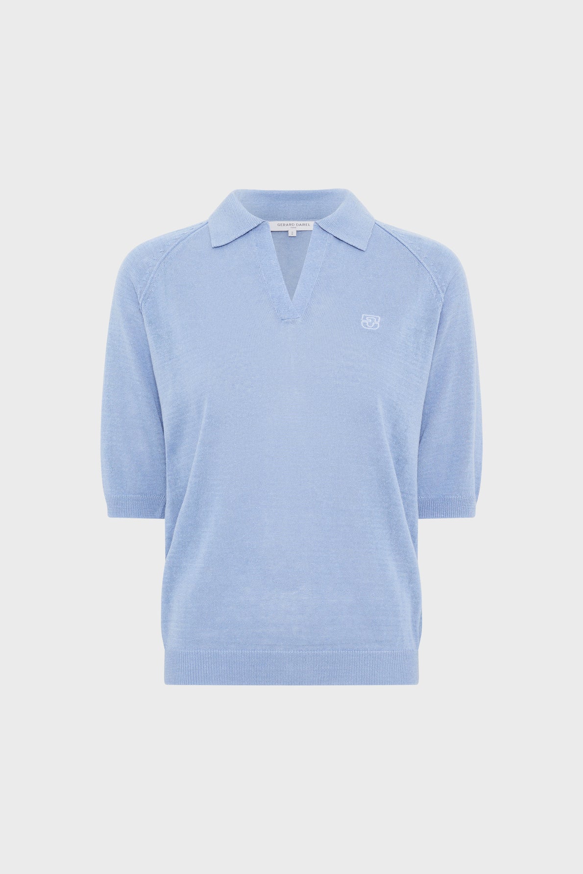 Women Pullover Vest With Scoop Neck Short Sleeves Linen - Sky Blue Bluesky