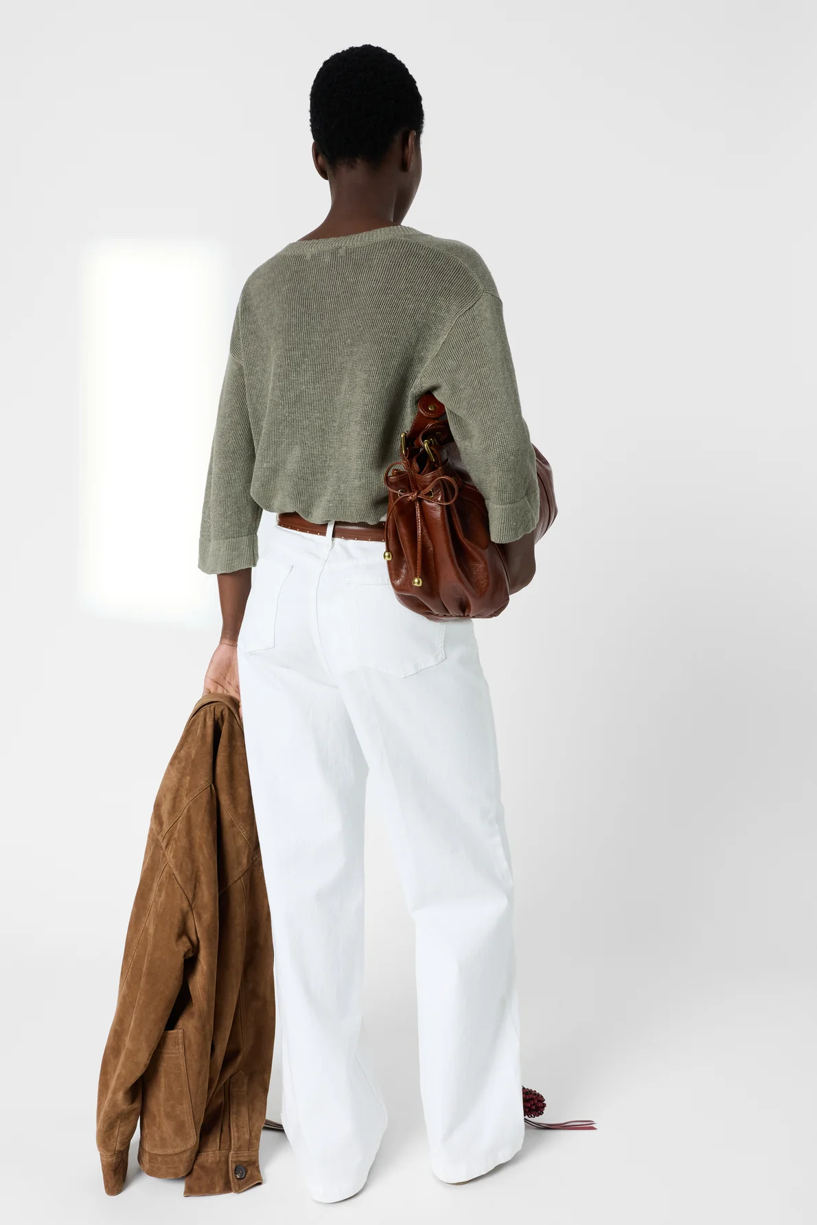 Women's Oversized Pullover Vest 100% Linen - Green - Image 4