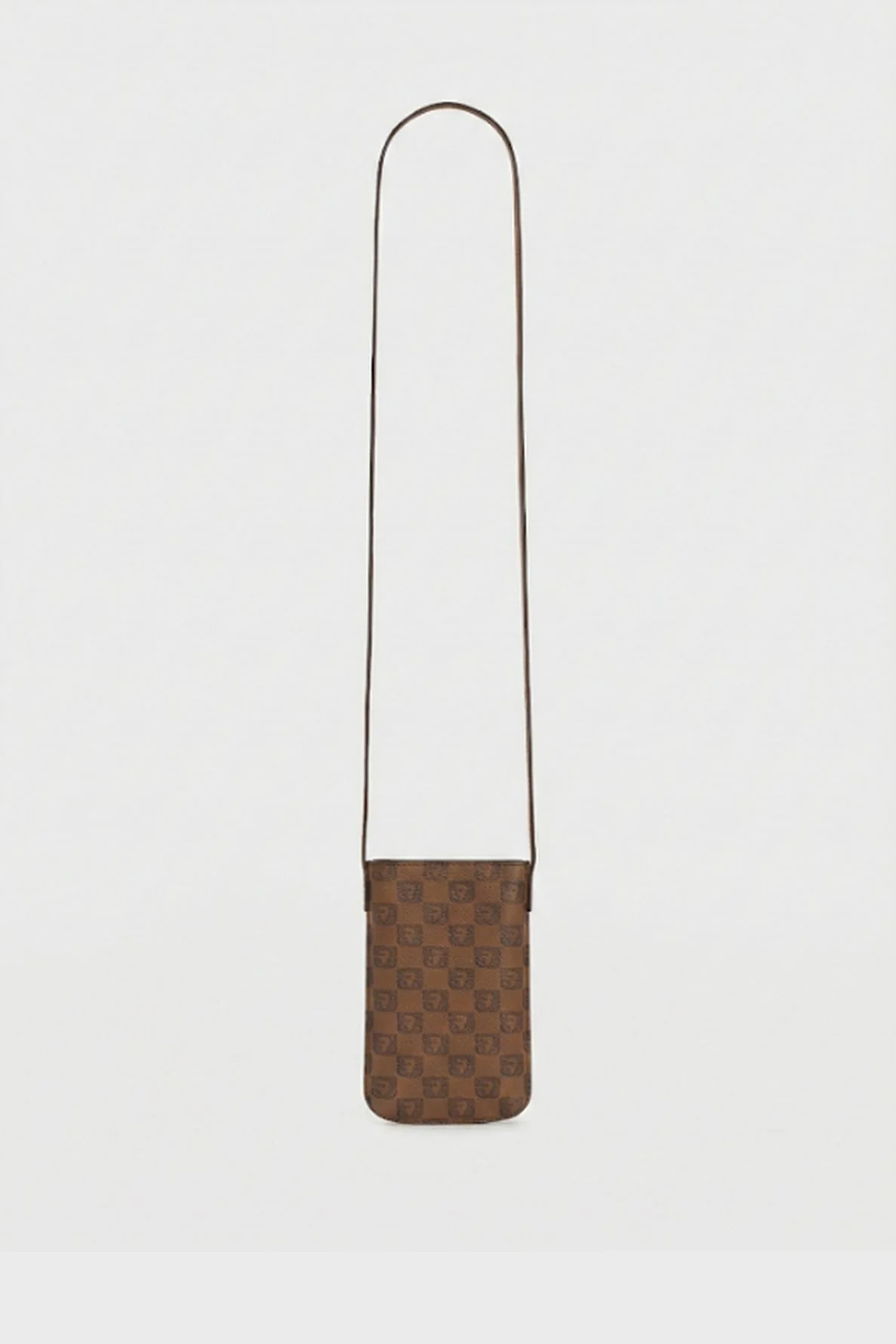 Women Small Tote Bag With Phone Holder Monogrammed Coated Canvas - Camel - Image 2