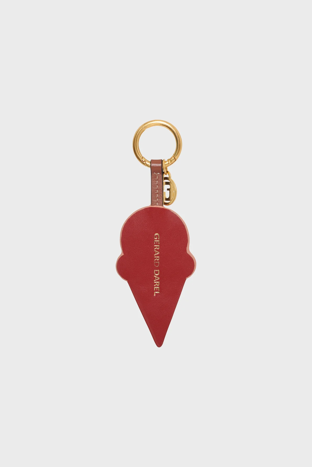 Unisex Key Ring Ice Cream Cone Genuine Cow Leather - Pink - Image 2