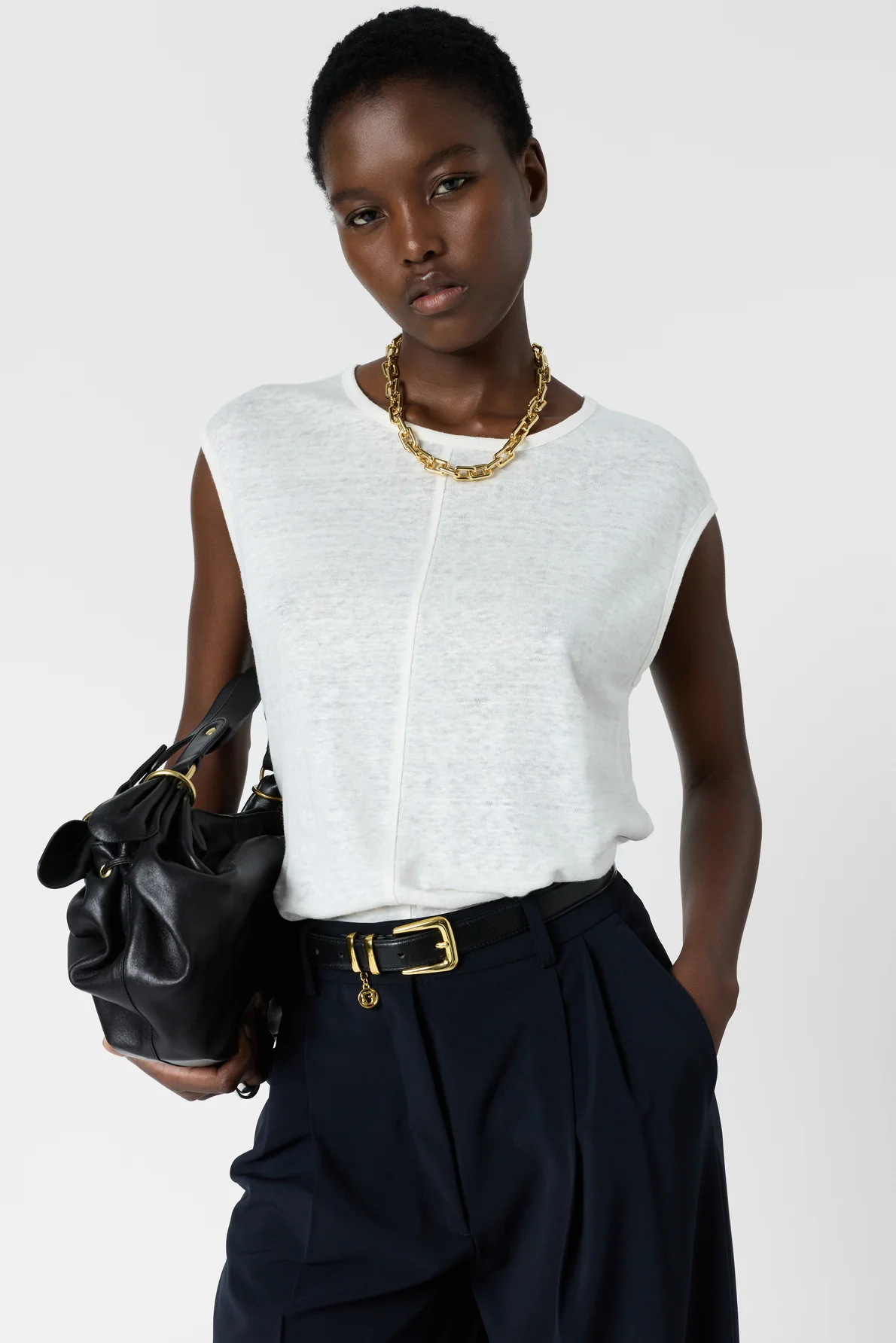 Women's Linen Sleeveless Tank Top for Summer 100% Linen - White - Image 5